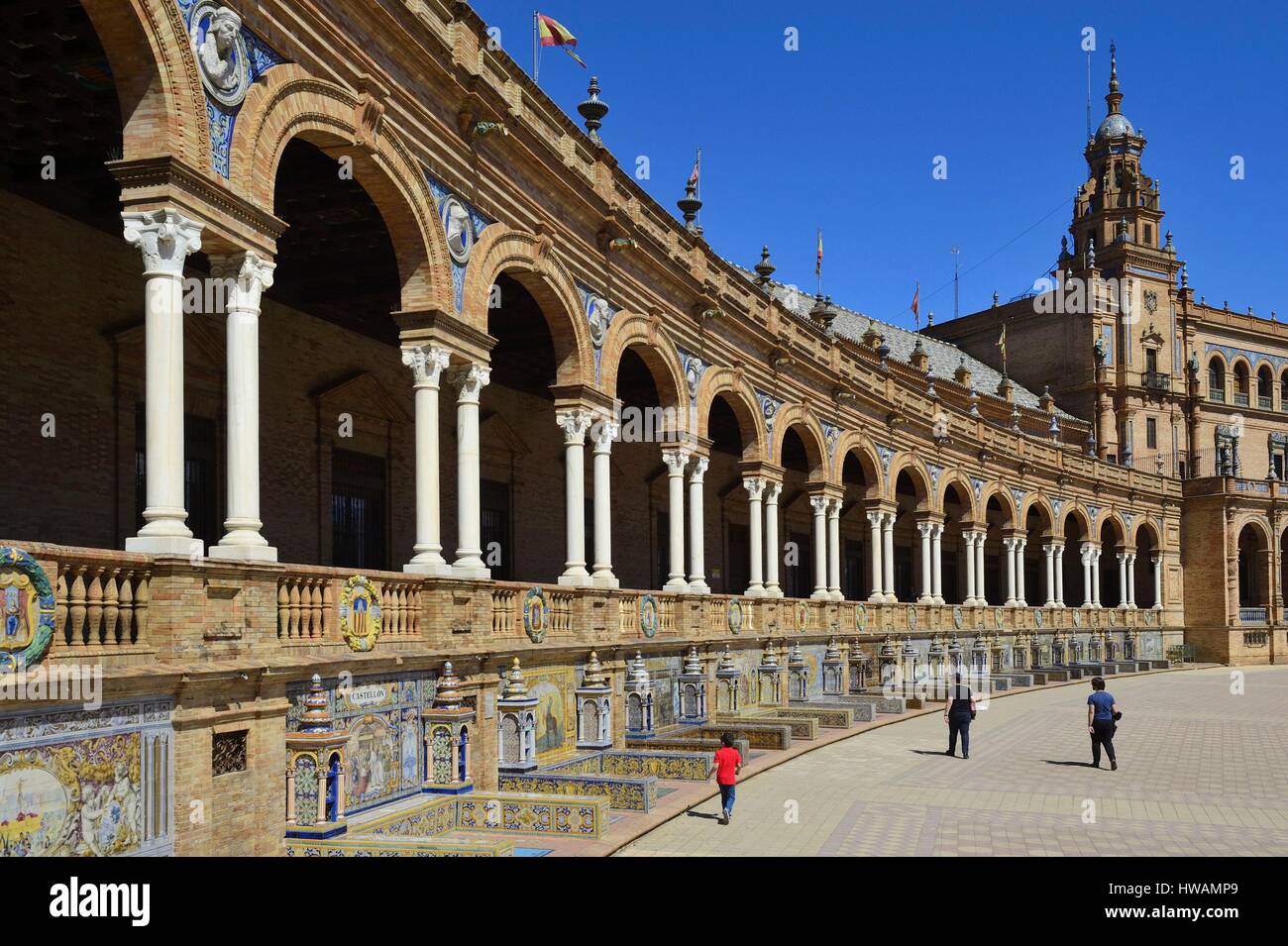 Spanien, Andalusien, Sevilla (Sevilla), Parque de Maria Luisa, Plaza de Espana (Spanien Platz) errichtet für die Weltausstellung 1929 (Ibero Amerikanische Exp Stockfoto