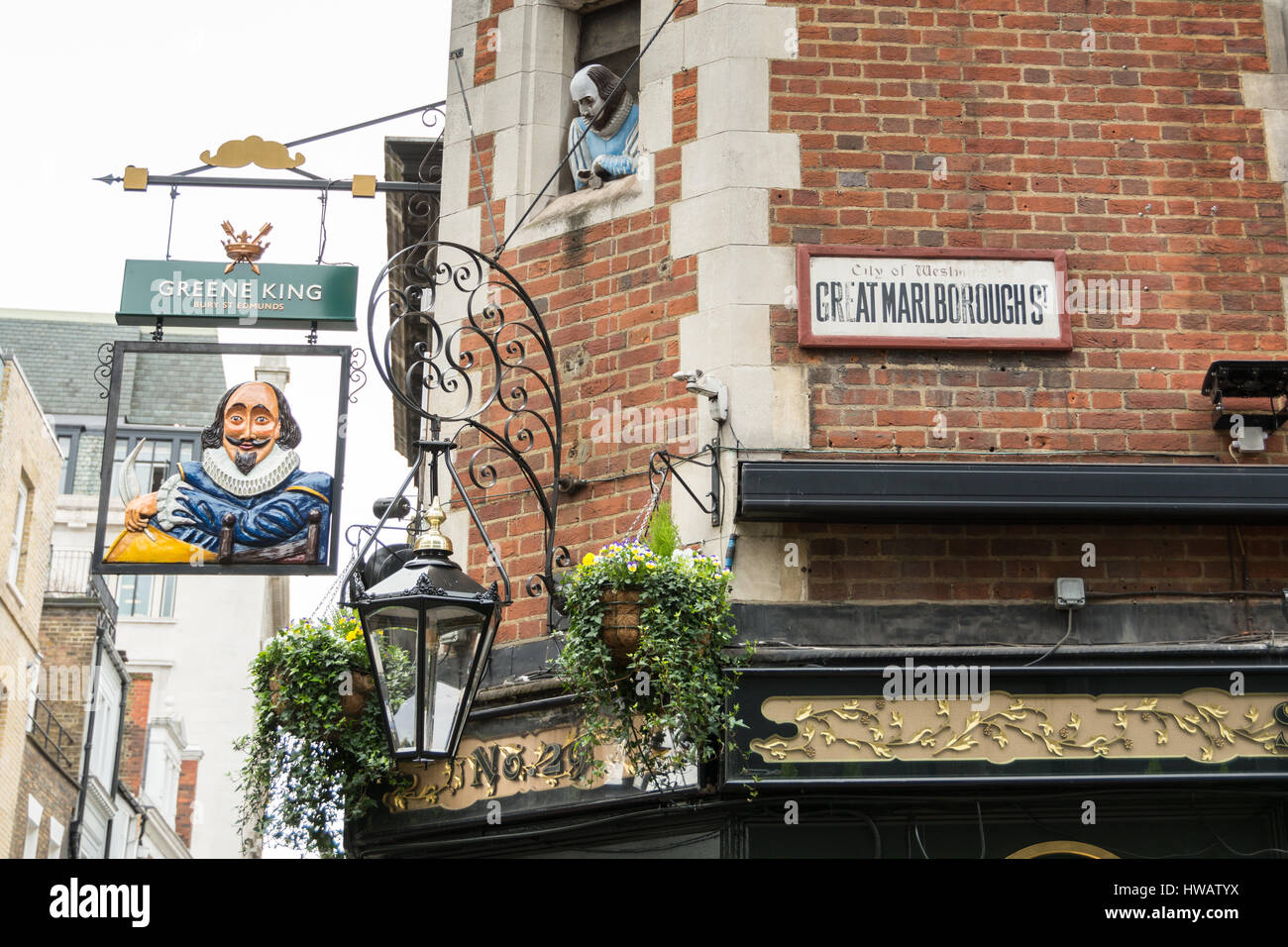 Die Shakespeares Kopf Gastwirtschaft in Soho an der Kreuzung der Carnaby und gt Marlborough Street. Stockfoto