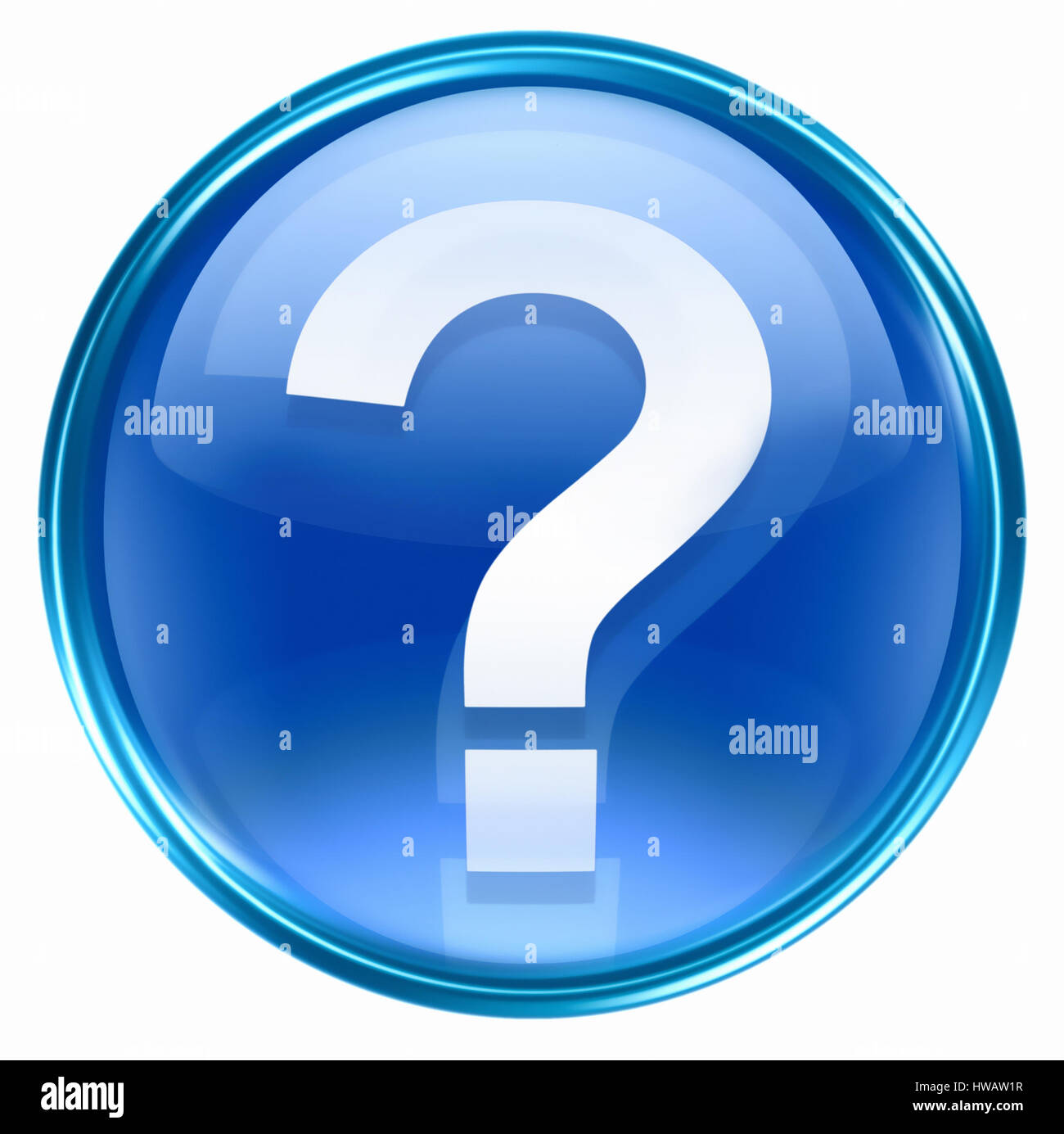 Frage Symbol Symbol blau, isoliert auf weißem Hintergrund Stockfoto