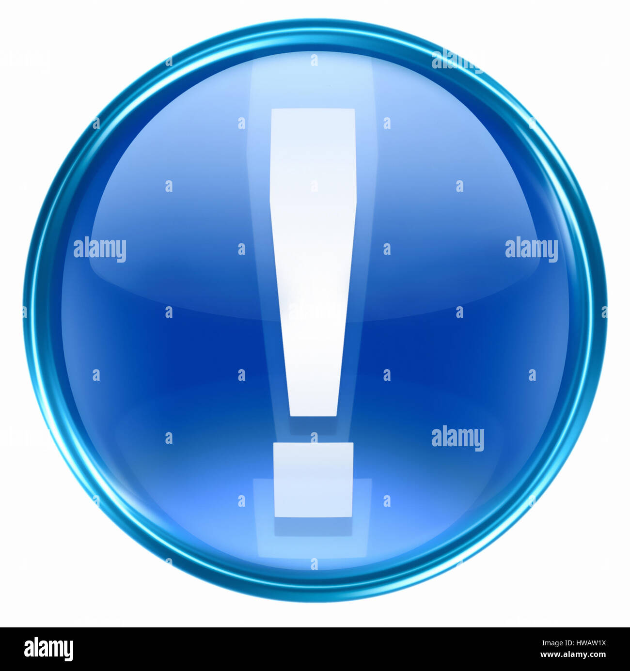 Ausrufezeichen-Symbol Symbol blau, isoliert auf weißem Hintergrund Stockfoto