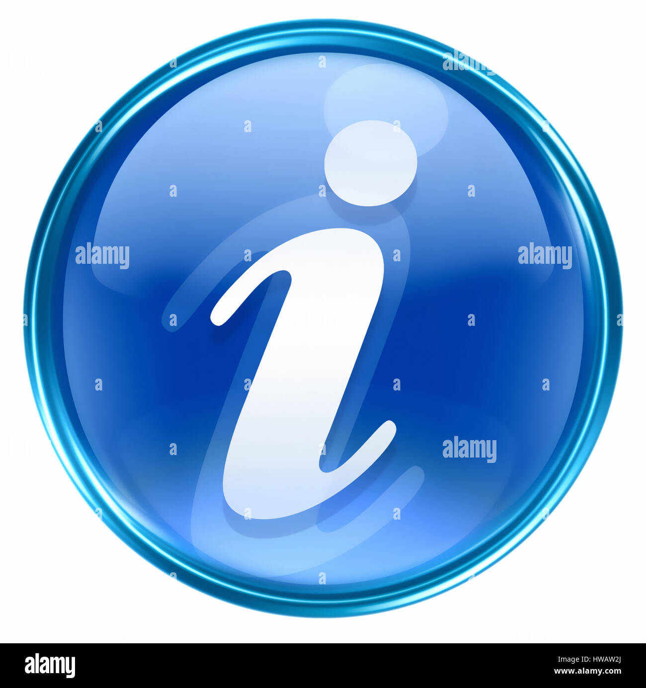 Informationen-Symbol blau, isoliert auf weißem Hintergrund Stockfoto