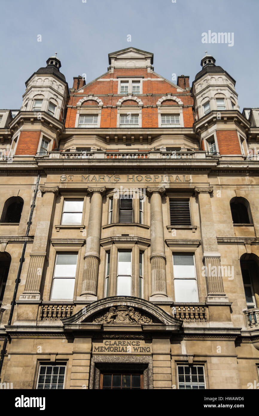 Clarence Memorial Wing, St Mary's Hospital, London, England, Großbritannien Stockfoto
