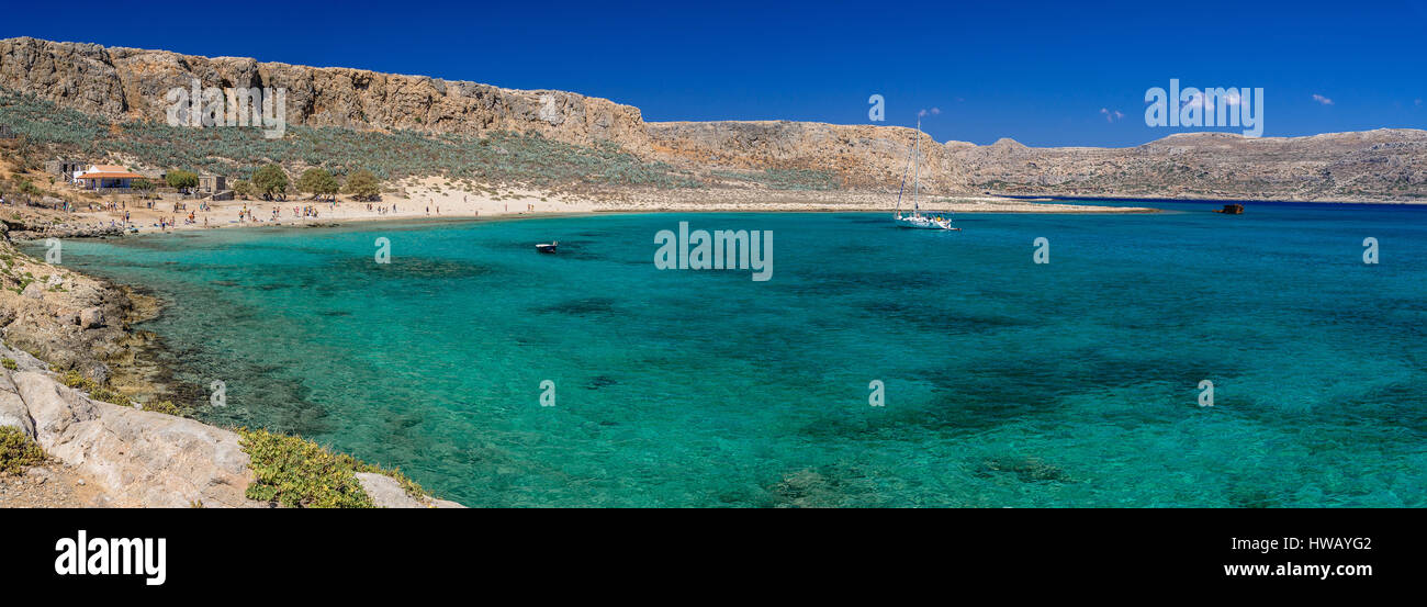 Cystal klaren Gewässern in der Nähe der berühmtesten Balos Beach auf Kreta, Griechenland Stockfoto