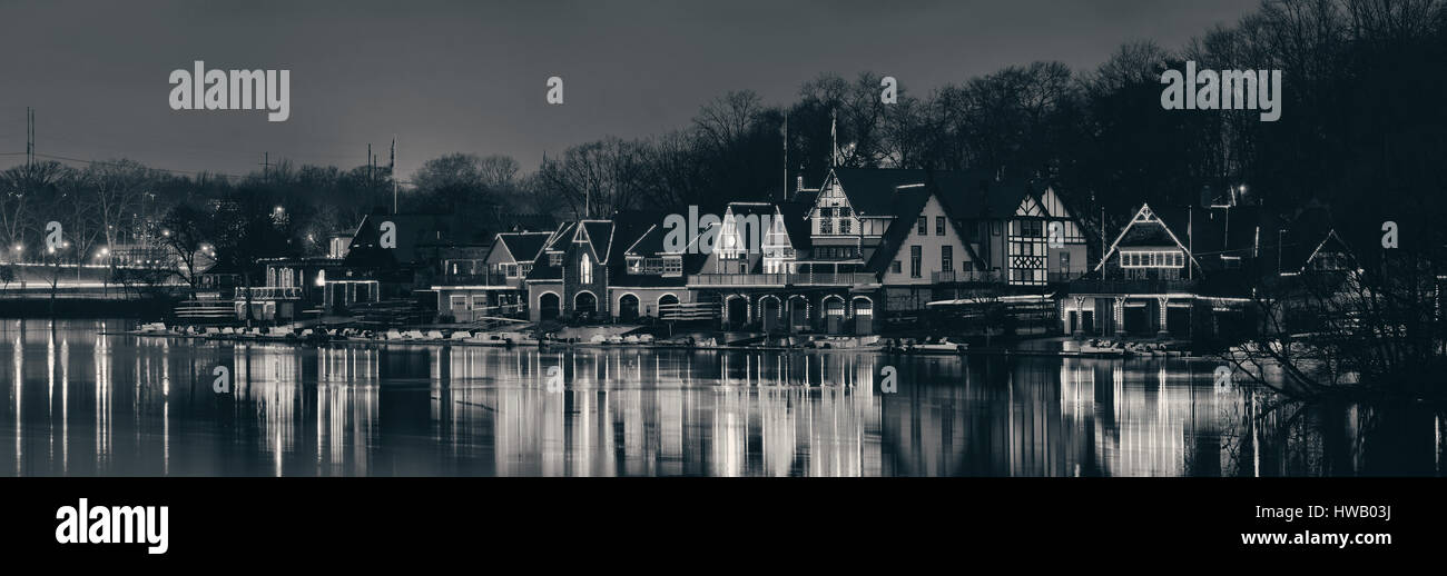 Boathouse Row in Philadelphia als historische Wahrzeichen. Stockfoto
