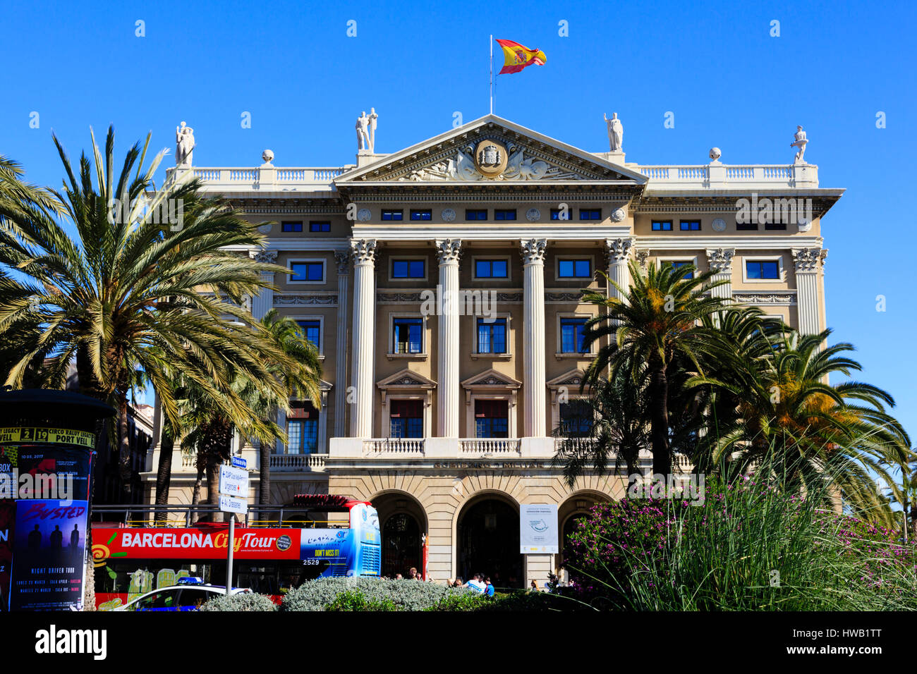 Gobierno Militar Gebäude der spanischen militärischen Verteidigungsministerium. La Rambla Stockfoto