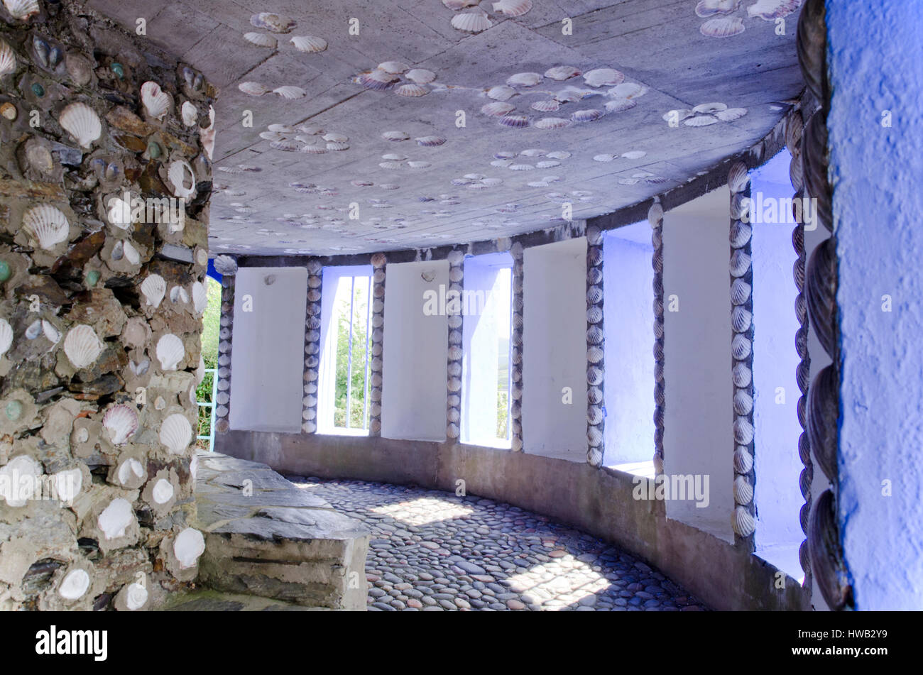 Blaues Zimmer, Portmeirion, Gwynedd, Nordwales, Vereinigtes Königreich Stockfoto