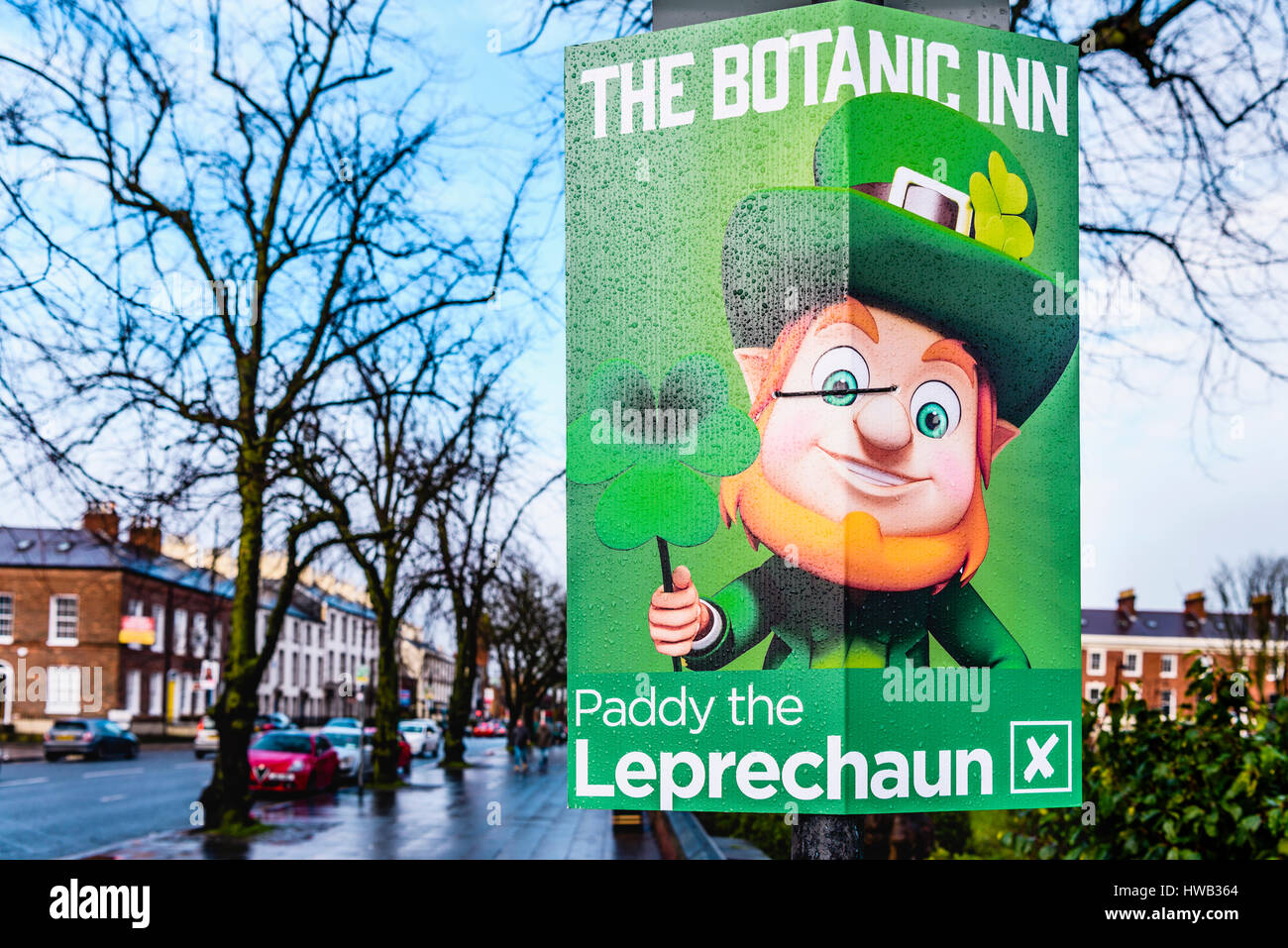 Fake-Wahlplakat vom botanischen Inn Belfast, Menschen für Paddy den Kobold stimmen zu verkaufen Stockfoto
