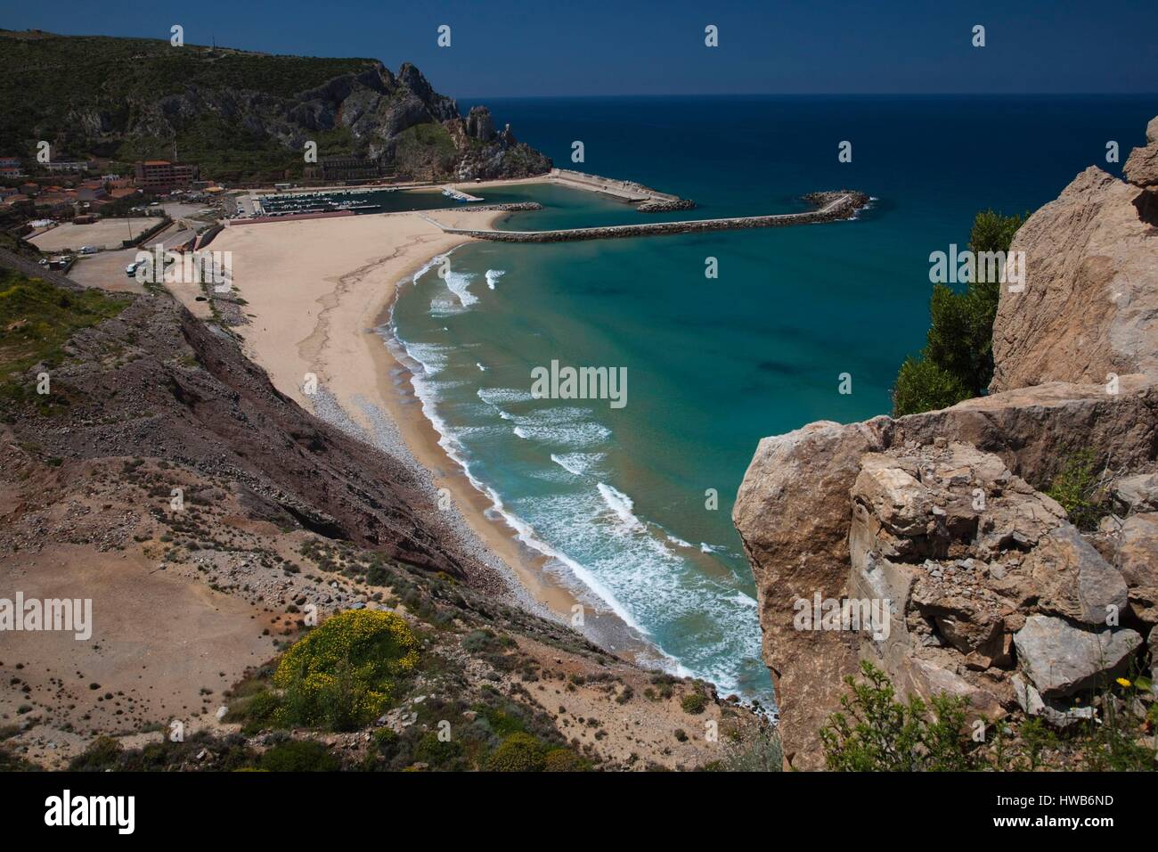 Buggerru, Buggerru Strand und Küste, südwestlichen Sardinien, Sardinien, Italien Stockfoto