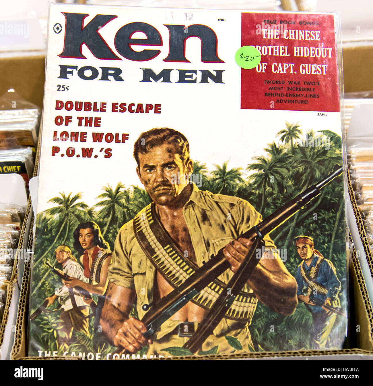 Glendale, Kalifornien, USA. 19. März 2017. Die 38. jährlichen Los Angeles Vintage Taschenbuch Sammler Show, die größte Messe ihrer Art in der Welt, verfügt über Masse-vermarktet Science Fiction, Mystery, Romantik, Hard-Boiled Detektiv und anderen Zellstoff-Taschenbücher, die beliebt waren die Mitte bis Ende des 20. Jahrhunderts. Bildnachweis: Brian Cahn/ZUMA Draht/Alamy Live-Nachrichten Stockfoto