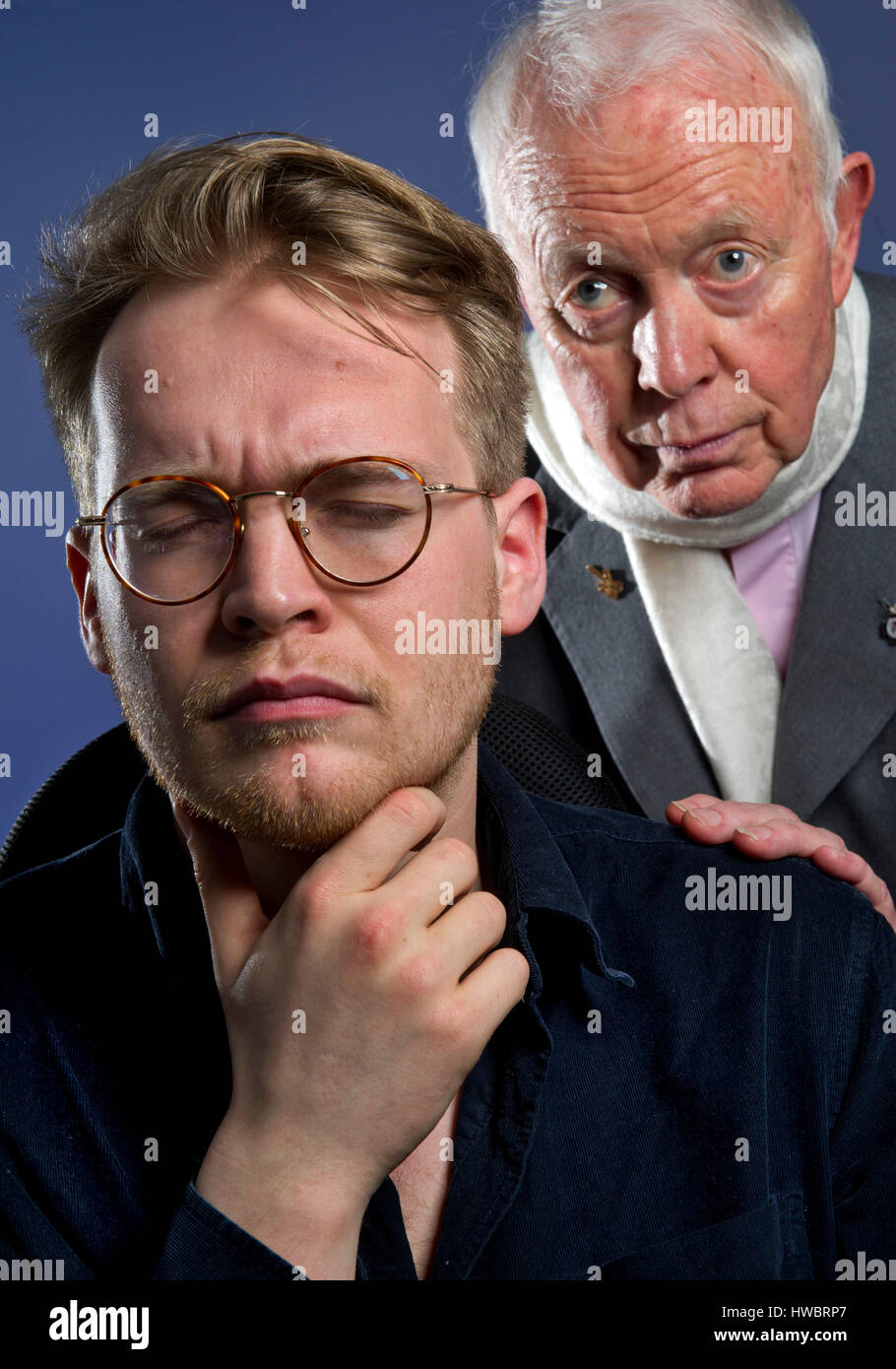 Tony Buzan(white hair) und Experte für Gedächtnistraining mit Thema Tom Ough Stockfoto