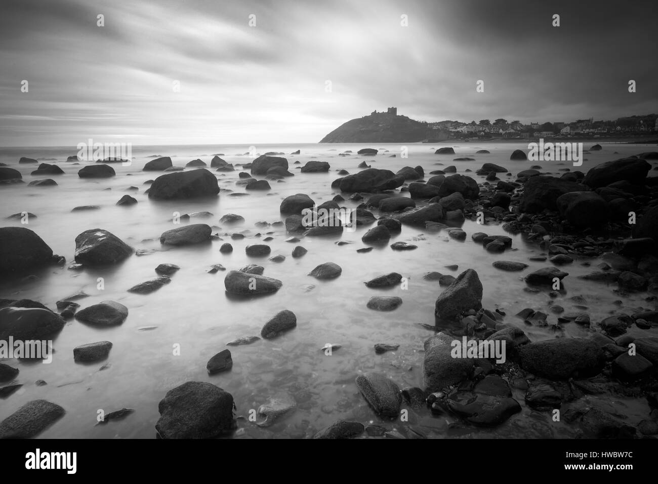 Foto von Jamie Callister ©. Criccieth Schloß auf der Halbinsel Llyn, Criccieth, Gwynedd, Nordwales, 18. März 2017 Stockfoto
