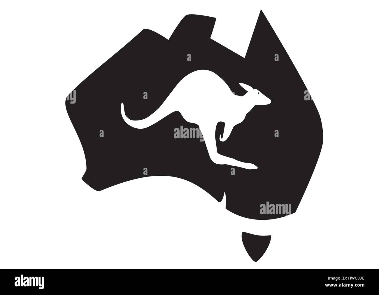 eine Karte von Australien mit einem Känguru eingefügt Stock Vektor