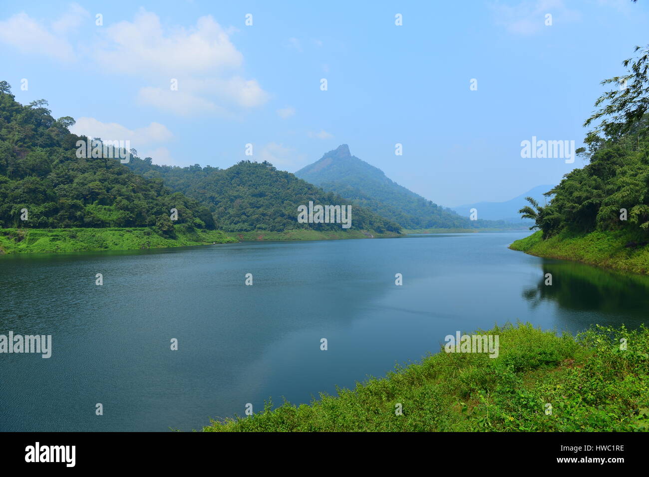 Schöne Aussicht auf den Fluss "Idamalayar", Tourismus Kerala Stockfoto