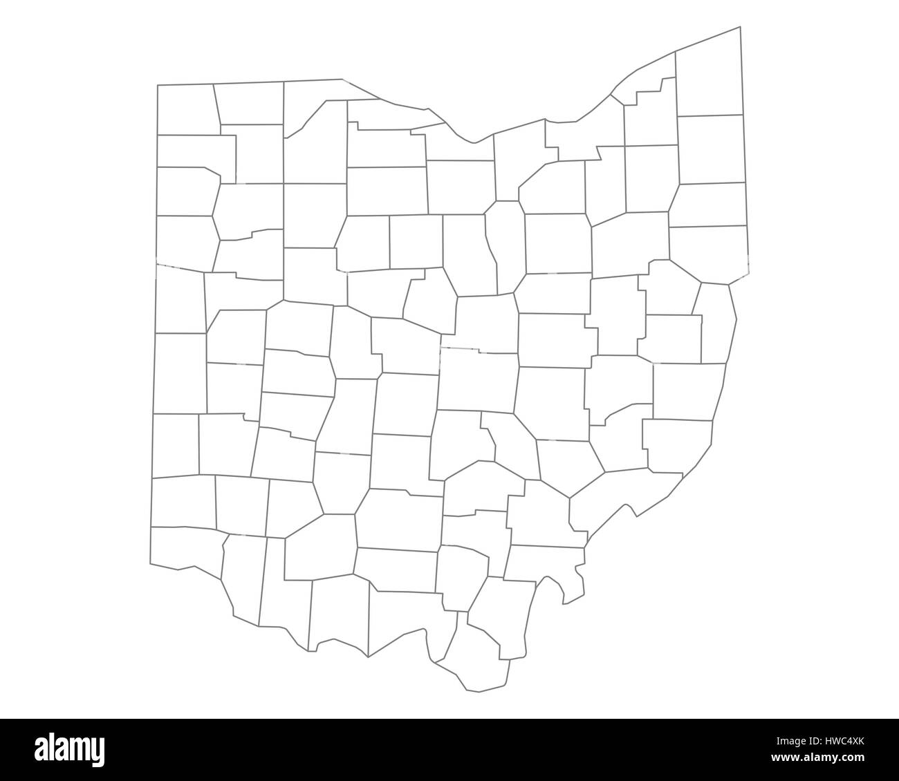 Karte von Ohio Stockfotografie - Alamy