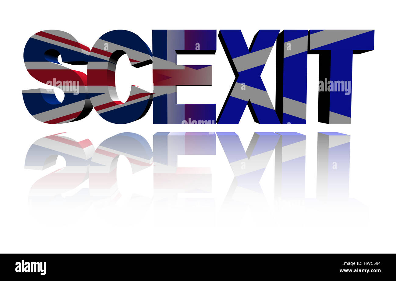 Scexit Text mit britischen und schottischen Flaggen illustration Stockfoto
