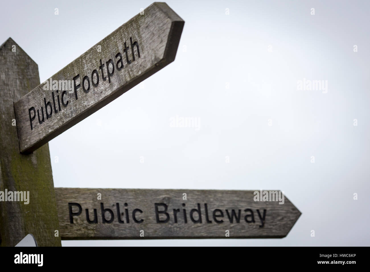 Öffentliche Maultierweg und Fußweg unterzeichnen in England Stockfoto