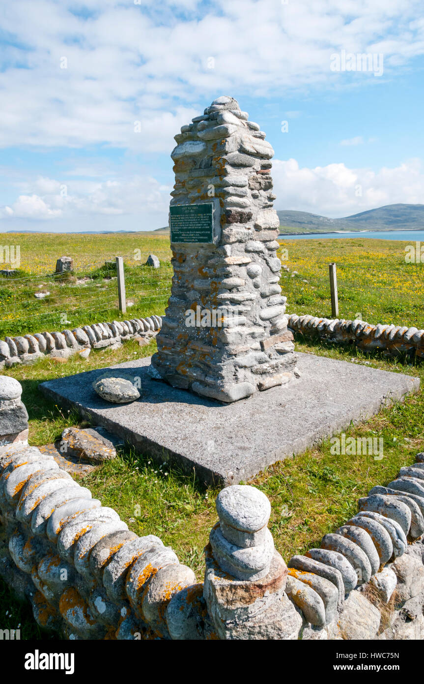 Ein Steinhaufen markiert der Geburtsort von Angus MacAskill, Nova Scotia Riesen. DETAILS IN DER BESCHREIBUNG. Stockfoto