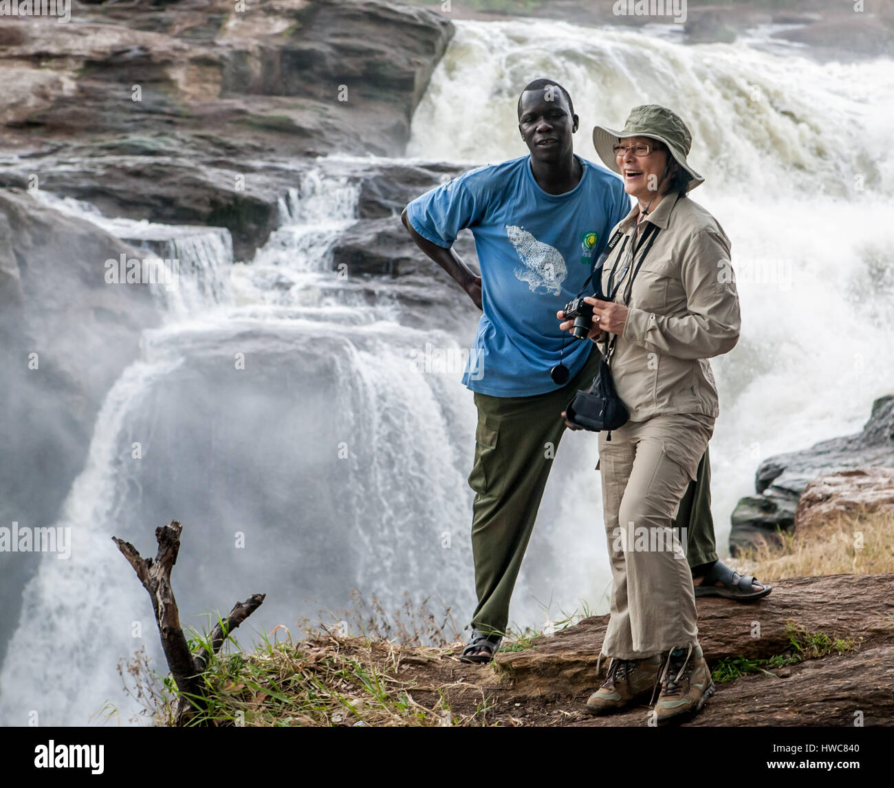 Touristische und Führer; Murchison Falls Stockfoto
