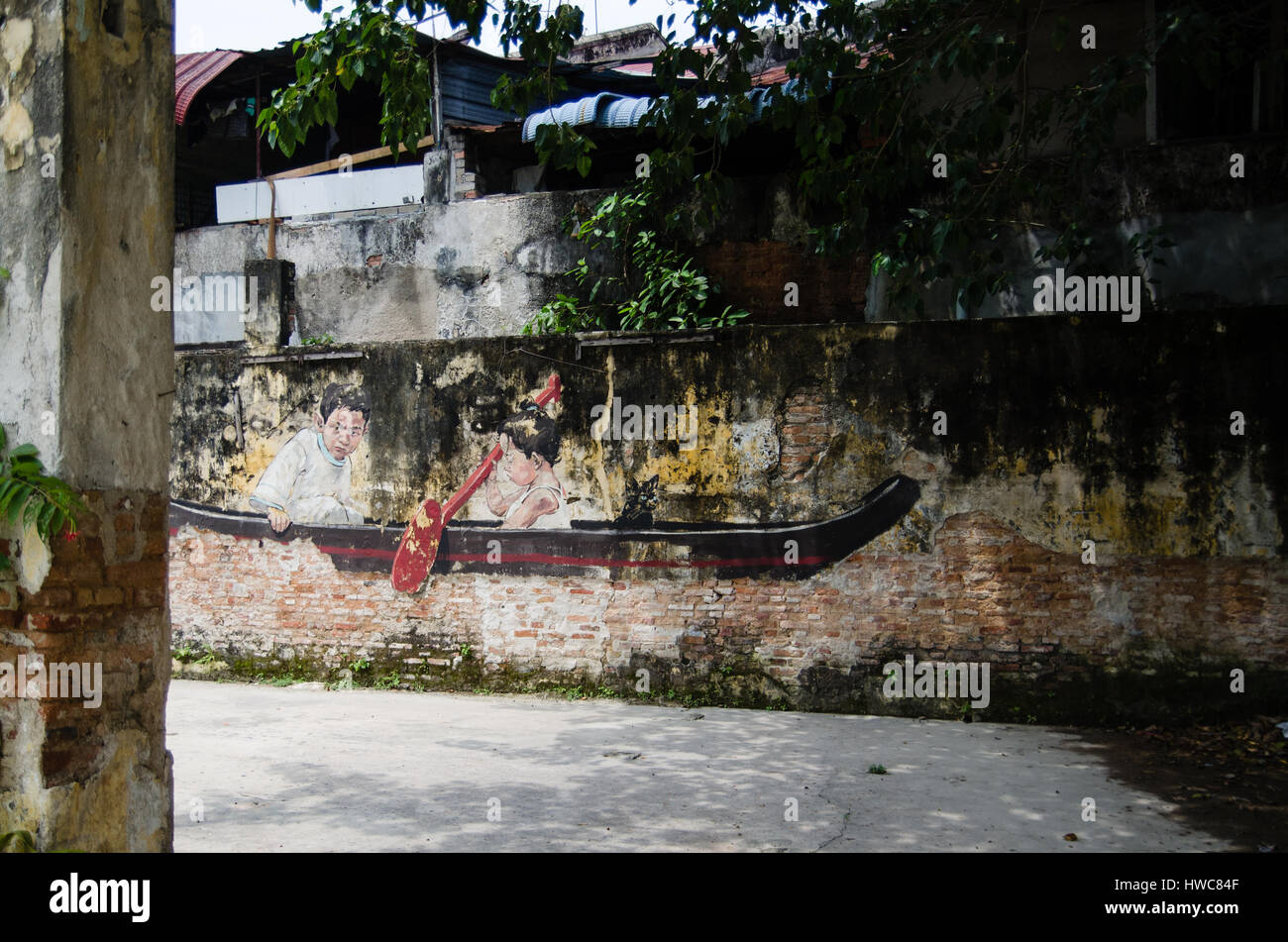 Street Art und Graffiti Gemälde an den Wänden der Architektur Stockfoto