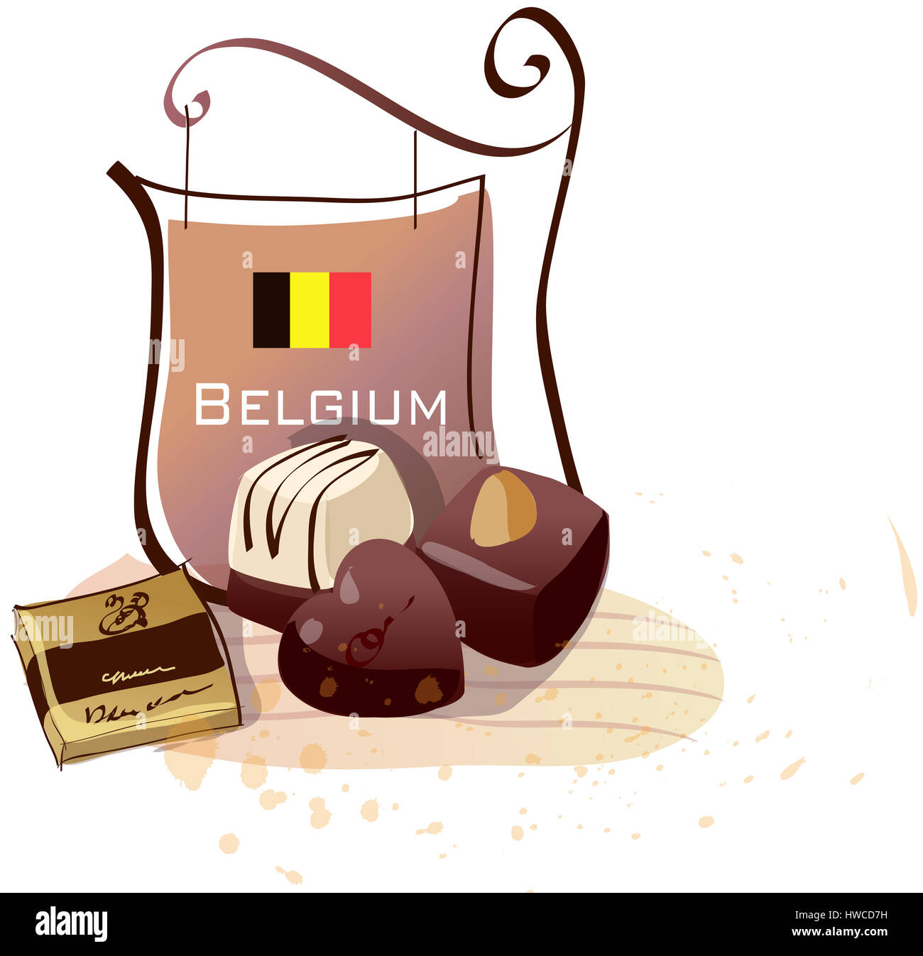 Belgische Fahne, Großbuchstaben, Schokolade, Farbe, Bild, Computer Graphics, Grafik, digital erzeugten Bild, Herzform, Illustration, Vector, Clip Art, Innen, Liebe, niemand, Romantik, Schild, Quadrat, süßen Stockfoto
