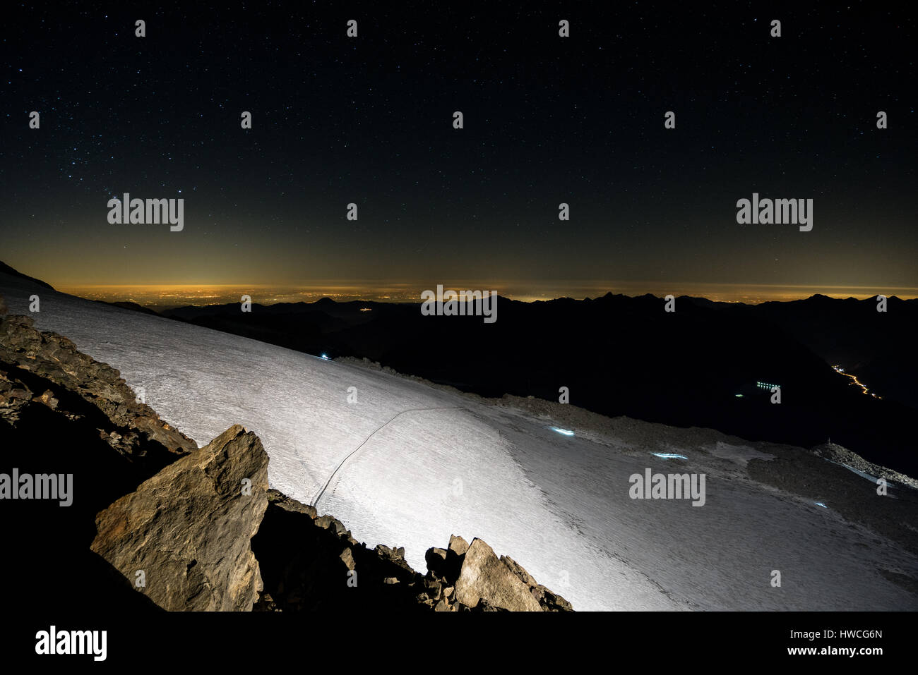 Klettern in den Bergen Monte Rosa, EU, Europa, Nord-Italien, Alpen Stockfoto