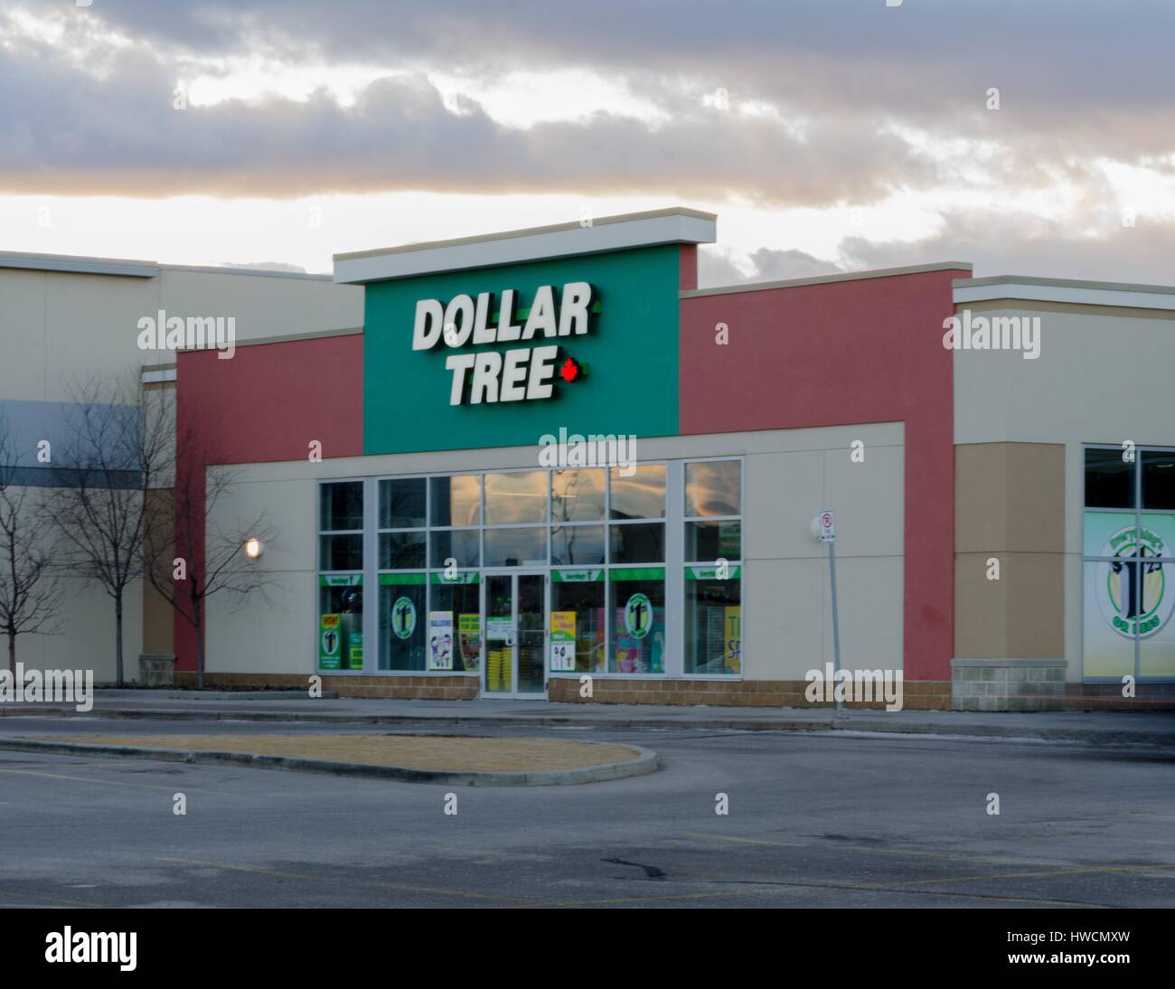 Dollar Tree Ladengeschäft in Calgary, Alberta, Kanada. Stockfoto