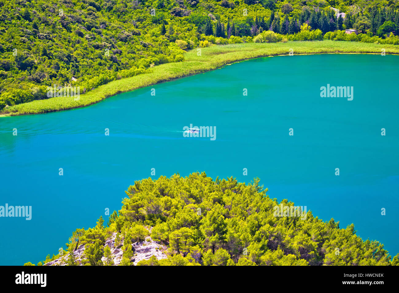 Luftaufnahme des Nationalparks Krka Fluss, Dalmatien, Kroatien Stockfoto