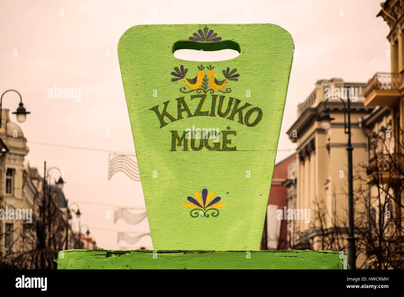 Handwerk-Mart Kaziukas in Vilnius, Litauen: Begrüßung Inschrift Stockfoto