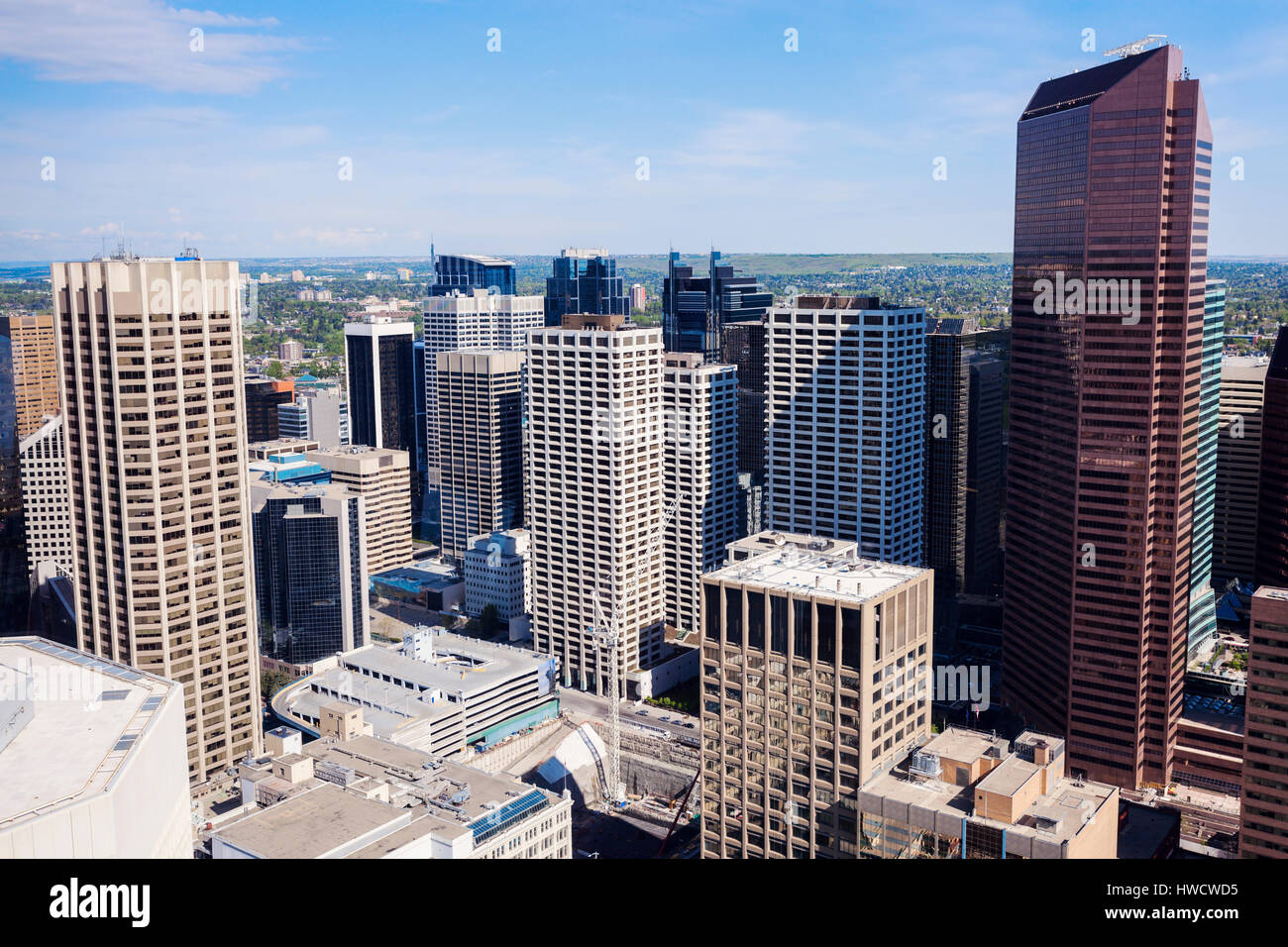 Panorama der modernen Skyline von Calgary. Calgary, Alberta, Kanada. Stockfoto