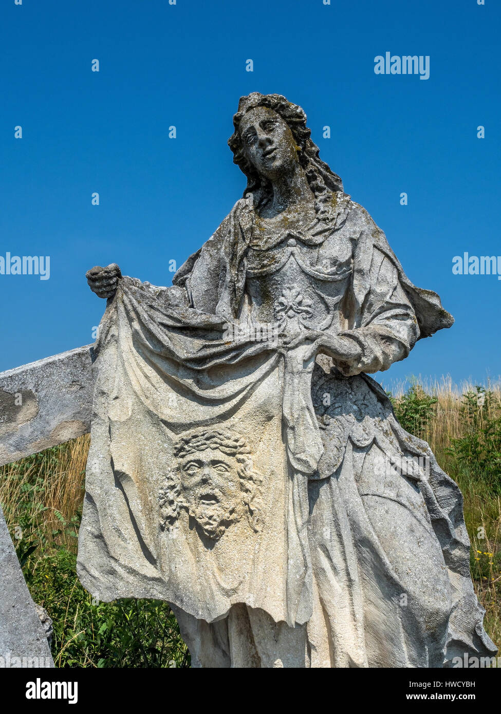 Österreich, Niederösterreich, Retz. Die Kreuzung-Gruppe in den Bergen Kalvarien. Veronika mit dem Schweiß-Tuch, Österreich, Niederösterreich, Retz. Sterben, K Stockfoto