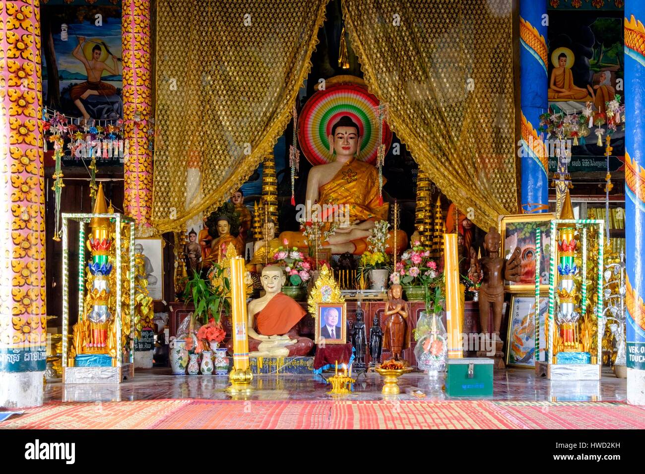 Kambodscha, Provinz Battambang, in der Nähe von Battambang, Phnom Sampeau, Vat Sampeau buddhistische Pagode Stockfoto