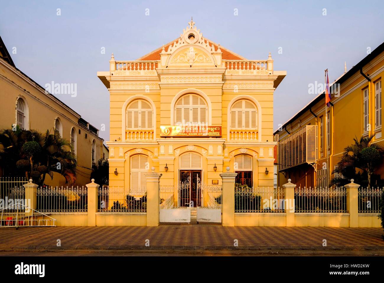 Kambodscha, Provinz Battambang, Battambang, französischer Kolonialstil alten Häusern Stockfoto