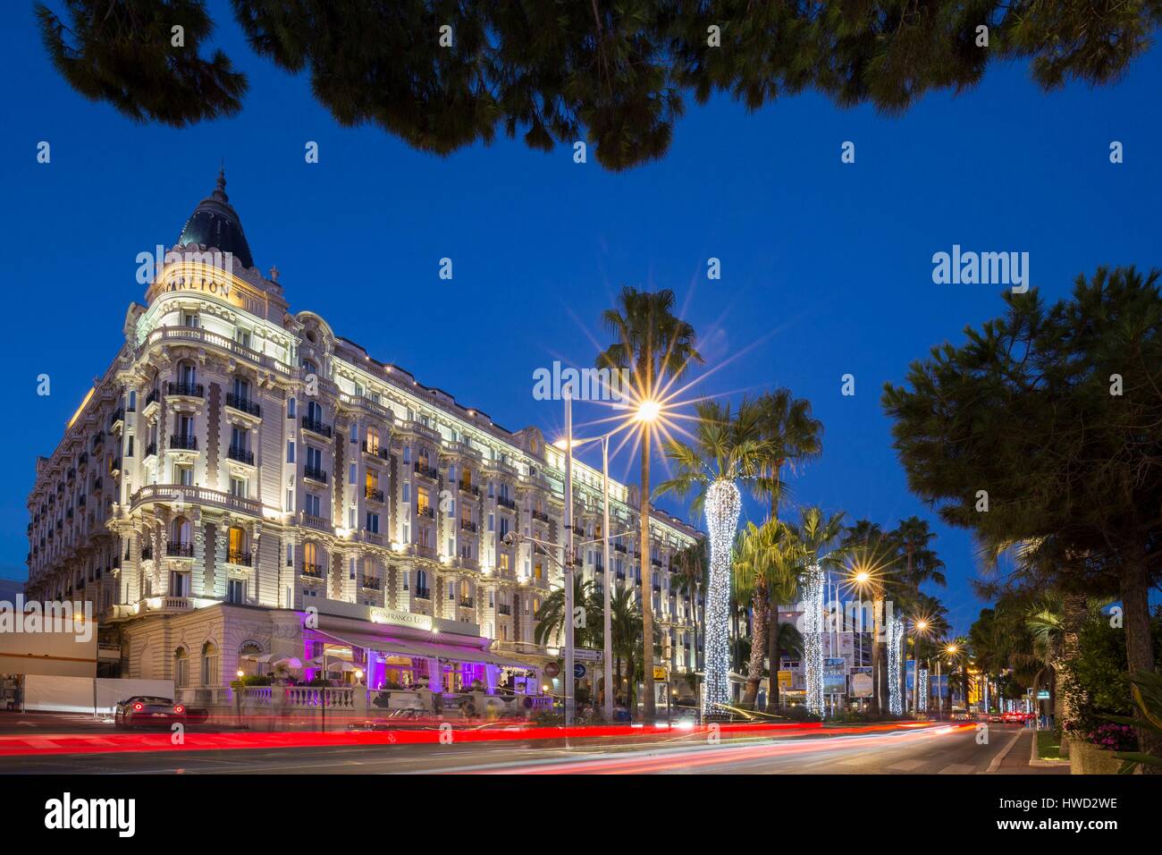 Frankreich, Alpes-Maritimes Cannes, das Luxus-Hotel Carlton auf dem Boulevard der Croisette Stockfoto