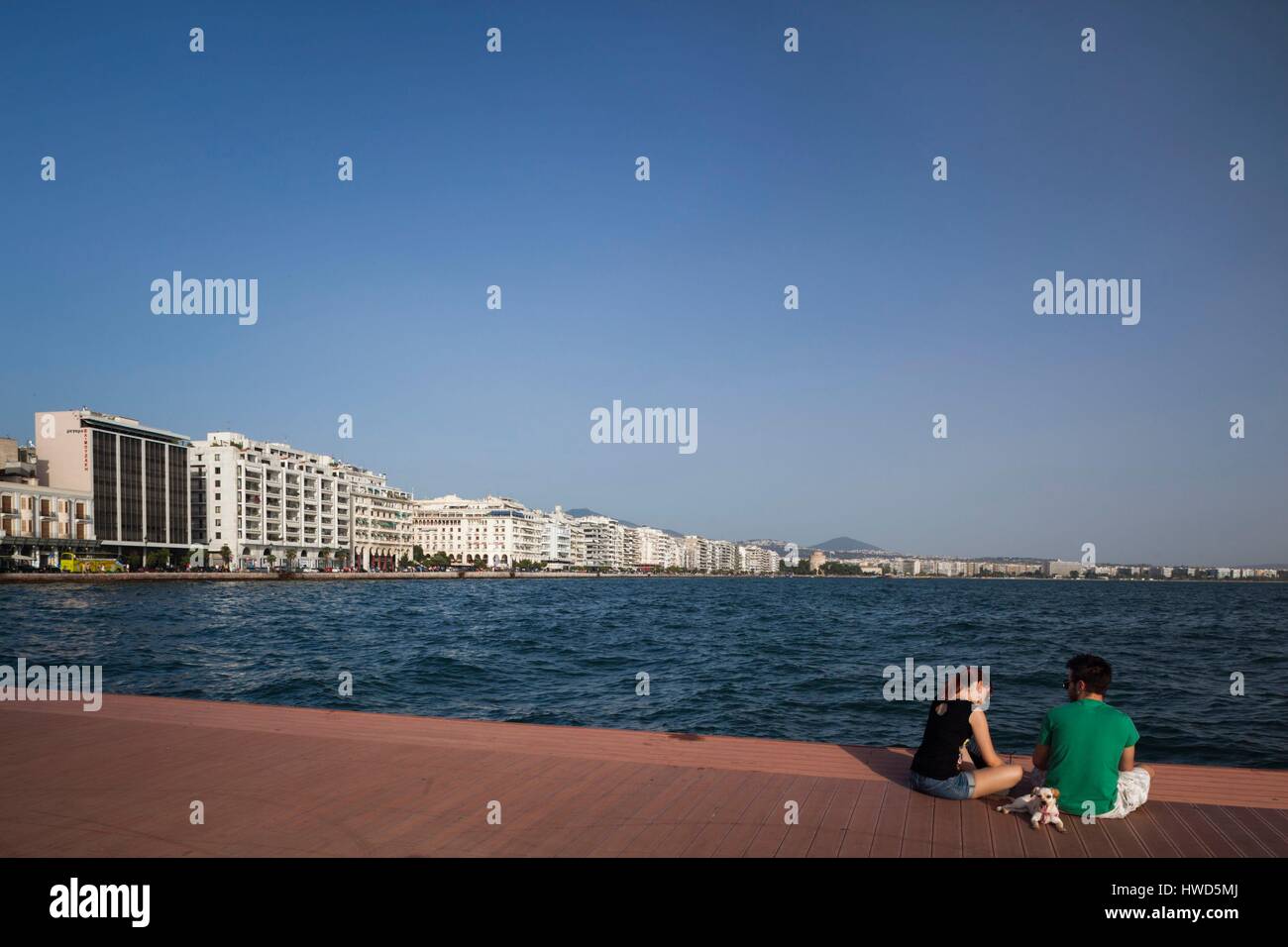 Griechenland, Mazedonien Zentralregion, Thessaloniki, Blick mit Menschen Stockfoto