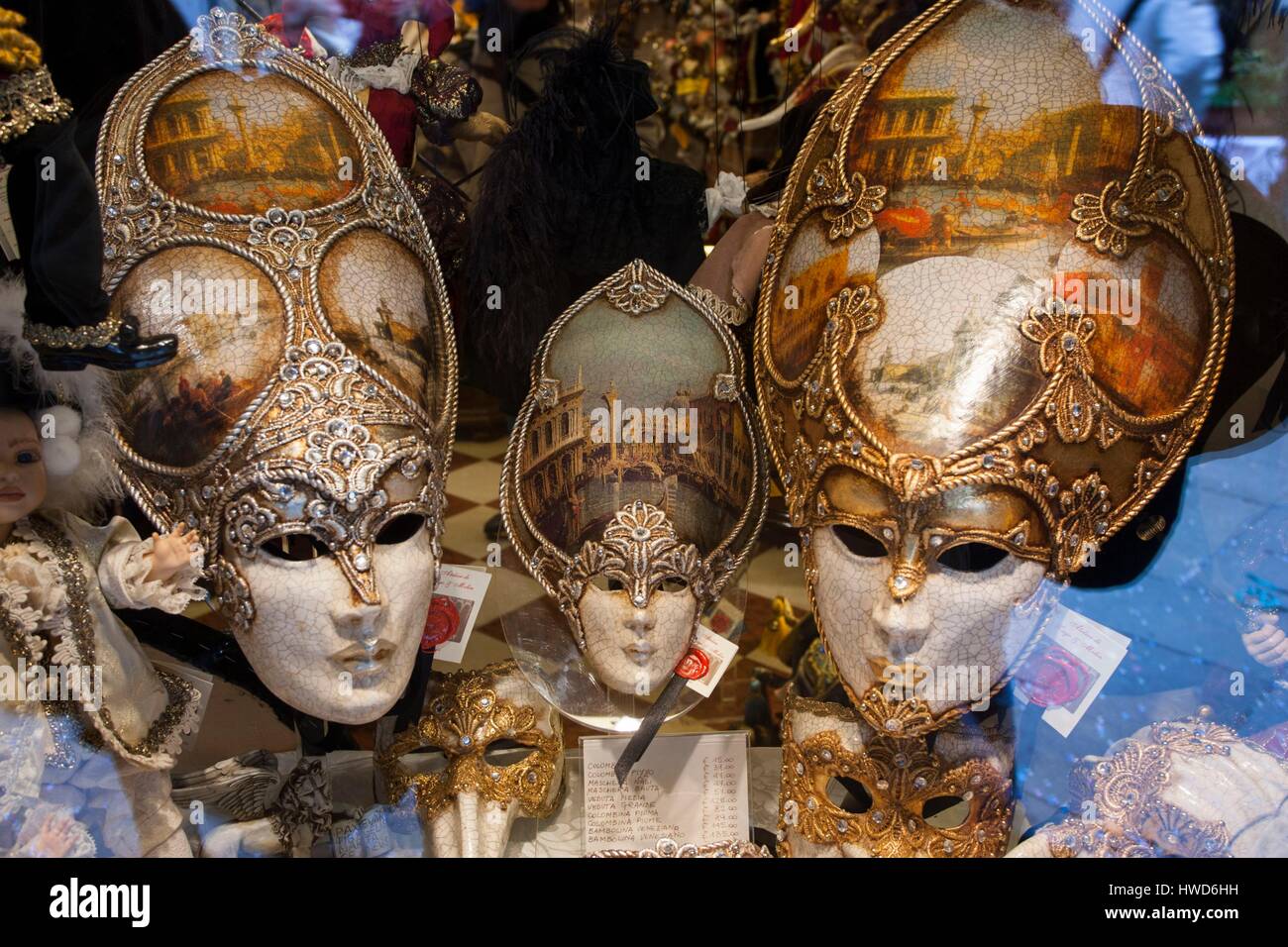 Italien, Veneto, Venedig, als Weltkulturerbe der UNESCO, Karnevalsmasken aufgeführt Stockfoto