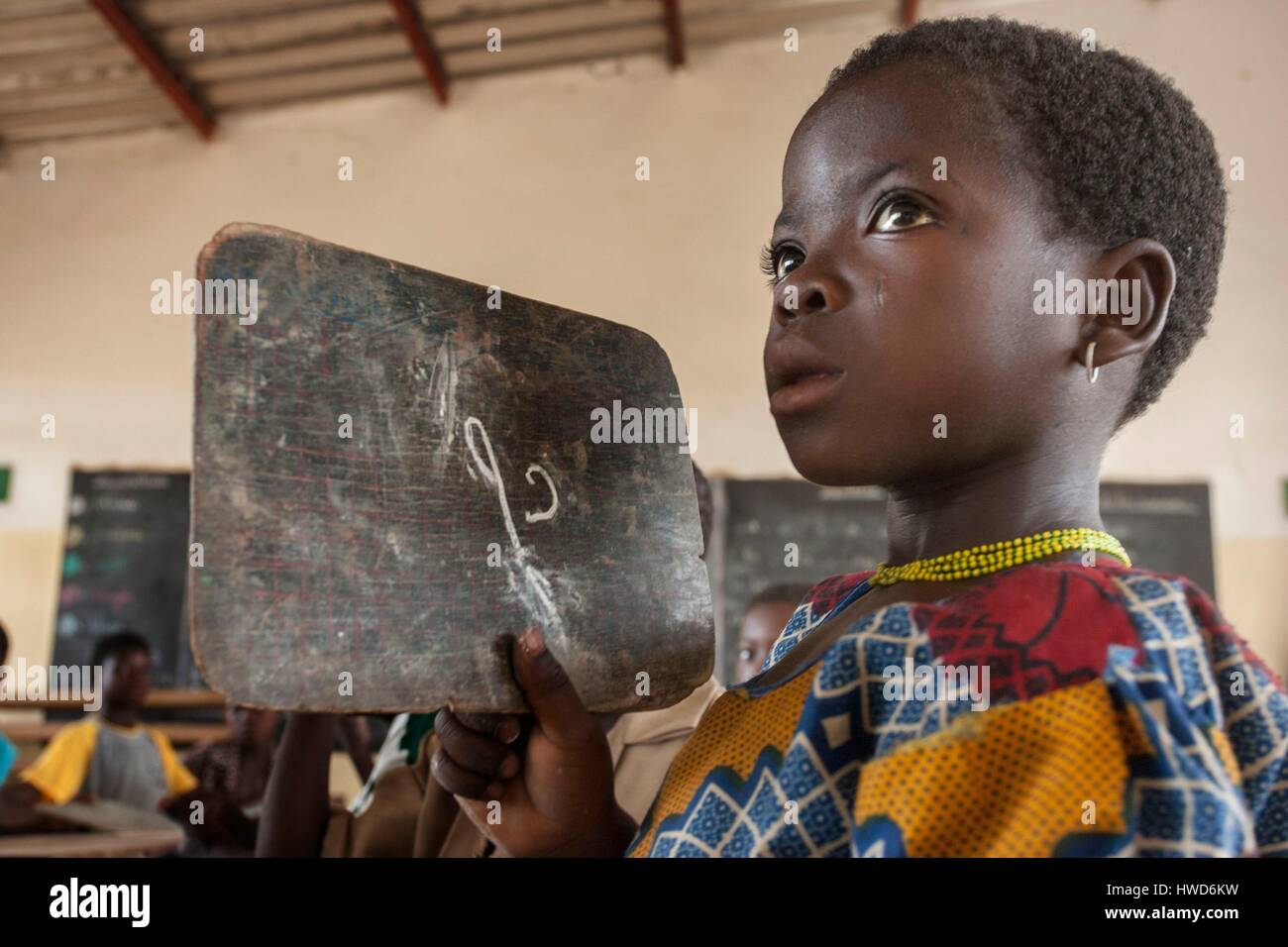 Togo, Nordregion, Kind scheuen in der Schule Stockfoto