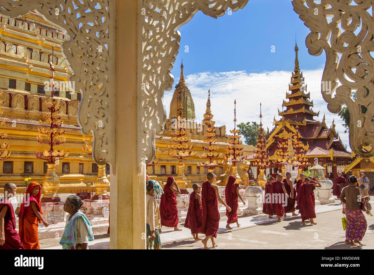 Myanmar (Burma), Mandalay Bezirk, heidnische, Shwezigon Tempel Stockfoto