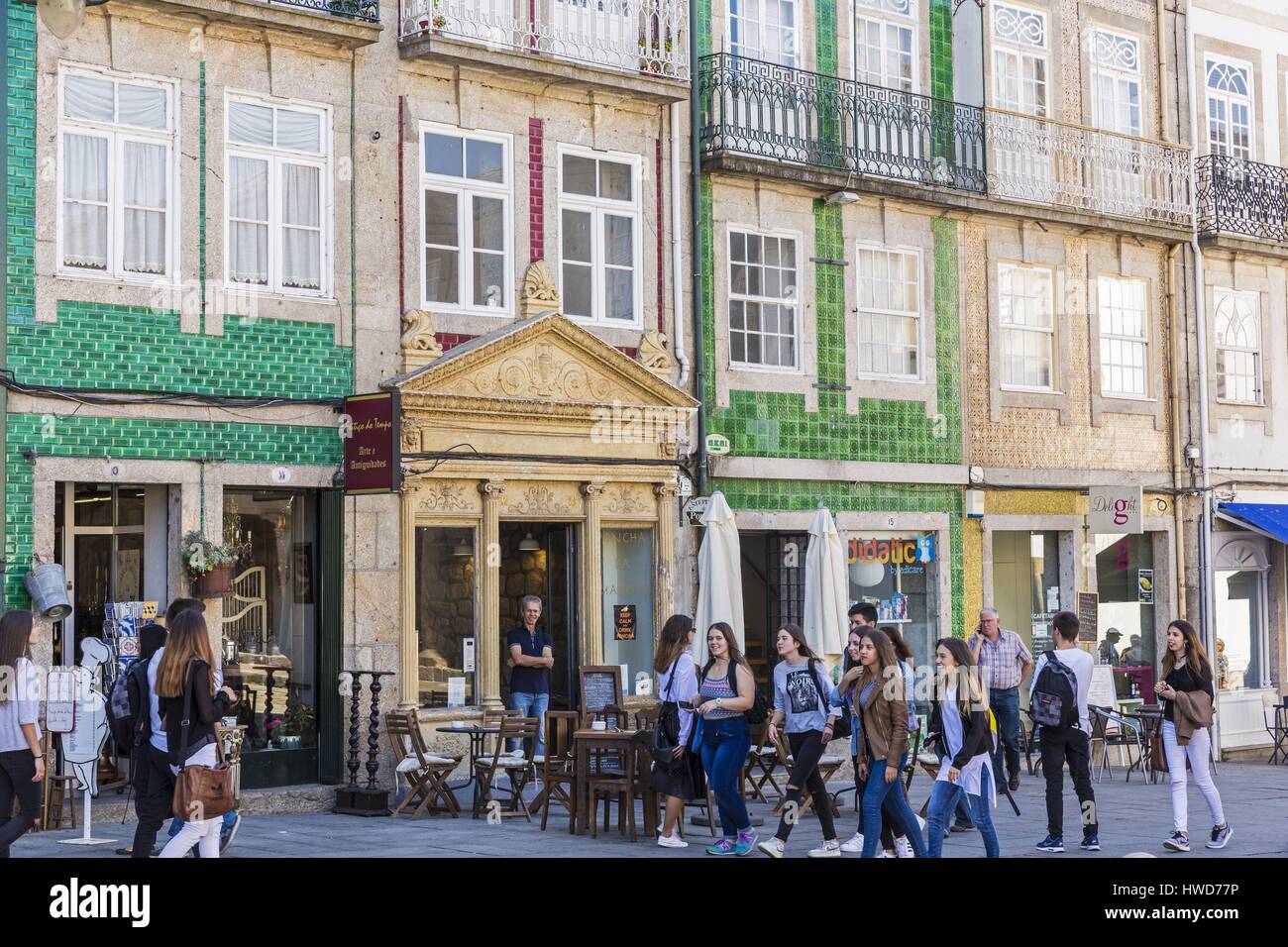 Portugal, Minho Region, Braga, europäische Hauptstadt der Jugend 2012 Straße Rua Do Souto Stockfoto