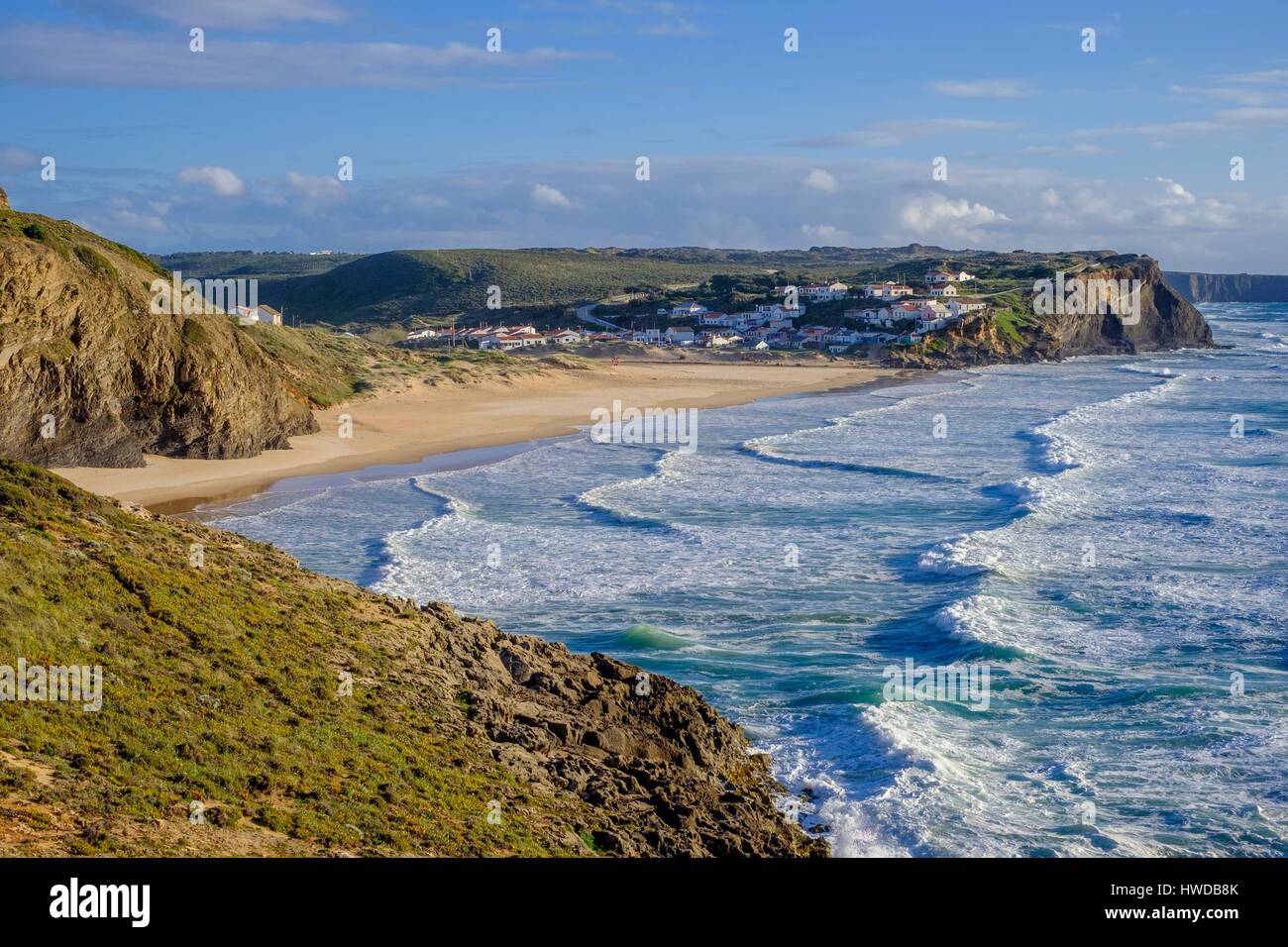 Portugal, Algarve, Südwest Alentejo und Vicentiner Küste Naturpark, Aljezur, Praia Monte Clerigo Stockfoto