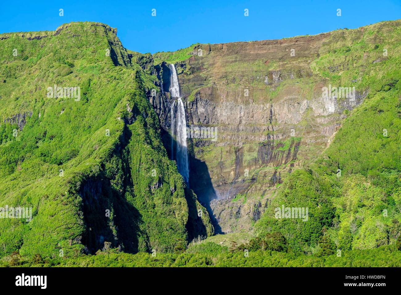 Portugal, Azoren, Insel Flores, Ribeira Grande Wasserfall Stockfoto