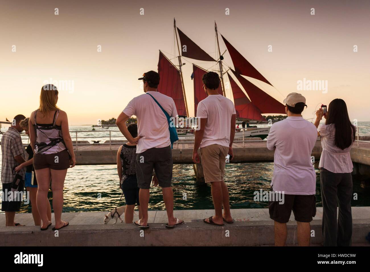 USA, Florida, Florida Keys, Key West, Mallory Square, tägliche sunset party Stockfoto