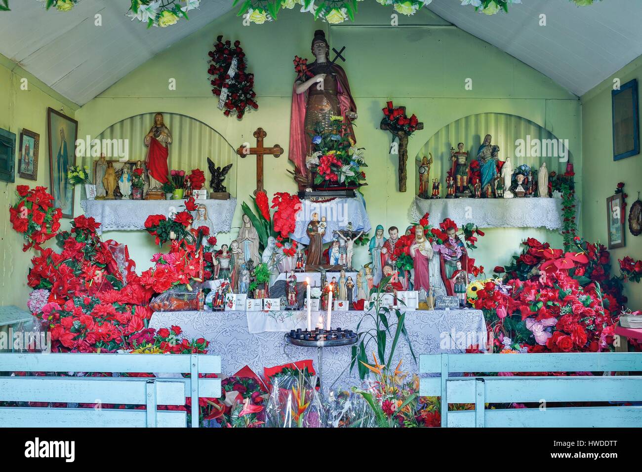 Frankreich, Insel Reunion (französische überseeische Departements), als Weltkulturerbe von der UNESCO, Saint Philippe, cap Mechant, in einem Roten Kapelle Sankt Expedit Stockfoto