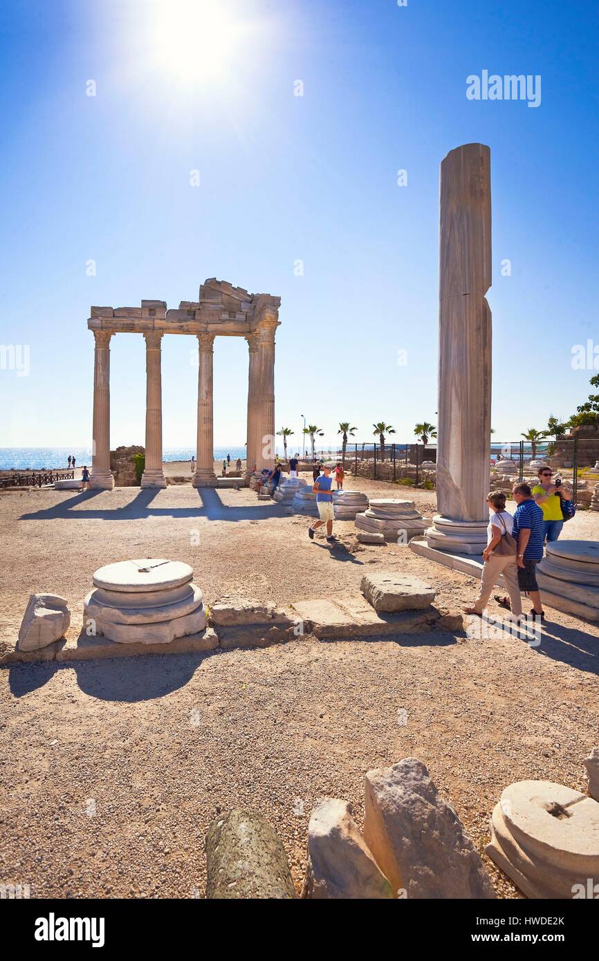 Türkei, Mittelmeer-Region, Antalya, Side, Tempel des Apollo und Athina Stockfoto