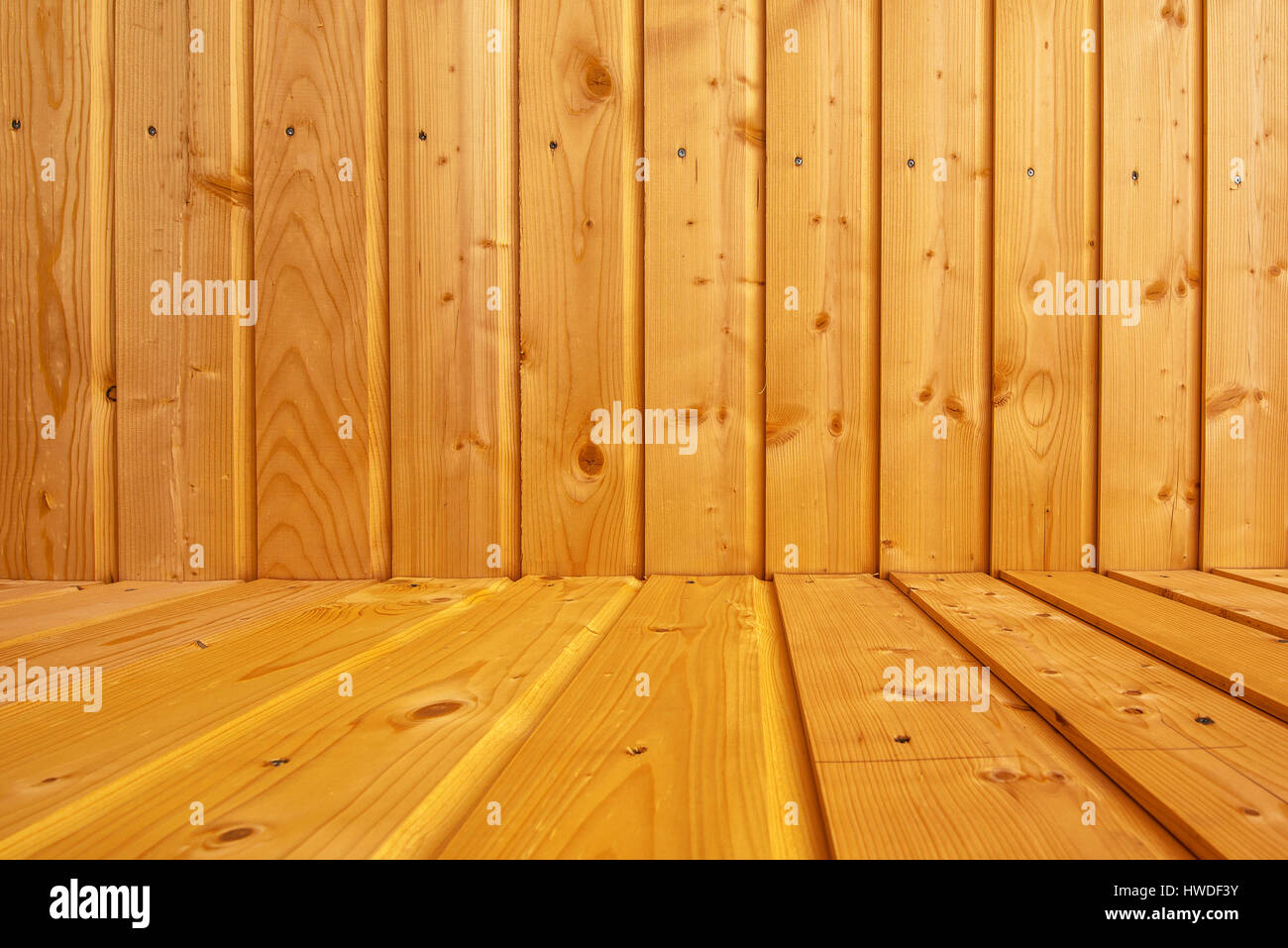 Leeren Raum aus Holz, 3d Innenraum in Sicht Stockfoto