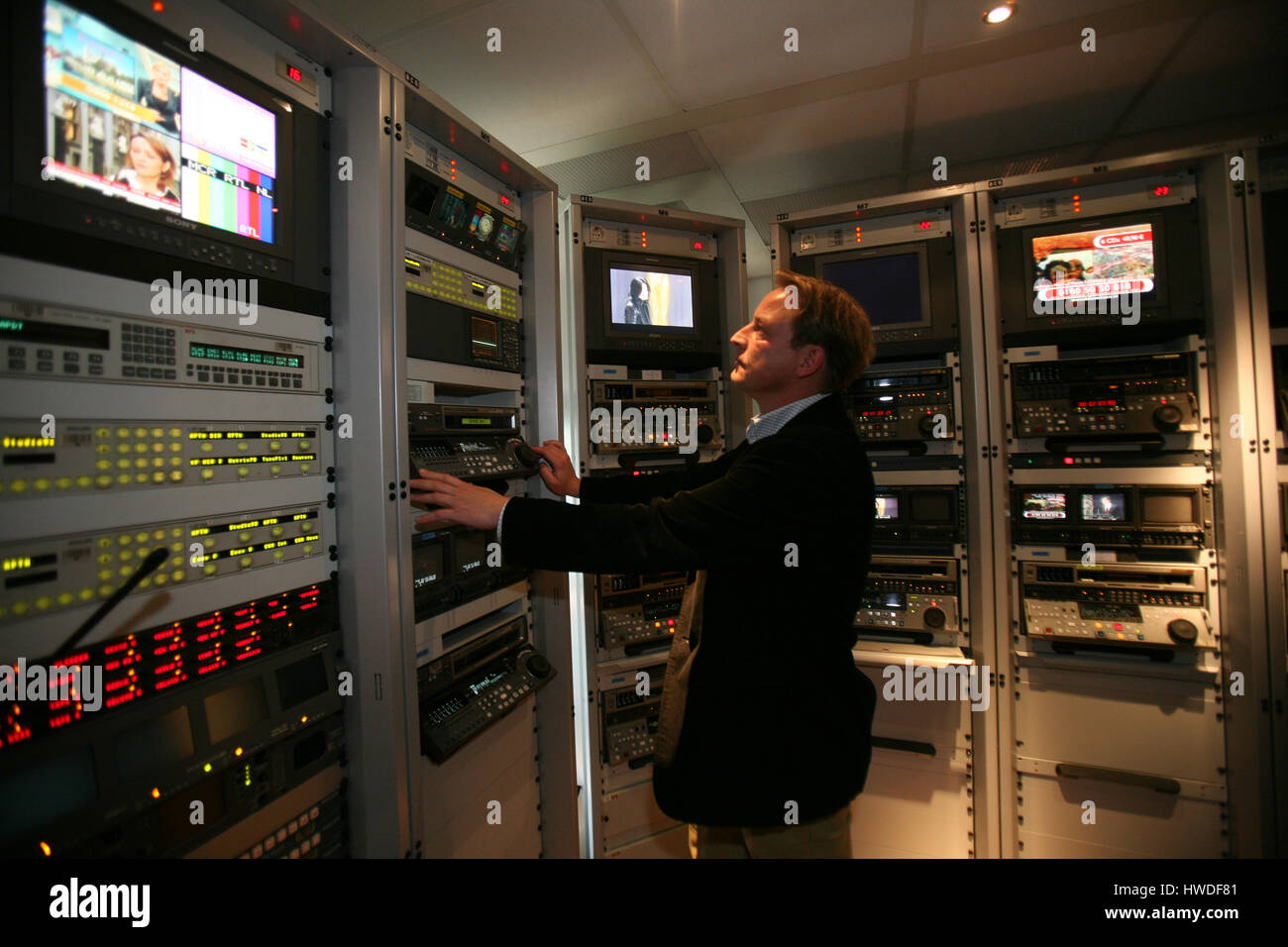 Control Panel der ein TV-Studio bearbeiten Zimmer Stockfoto