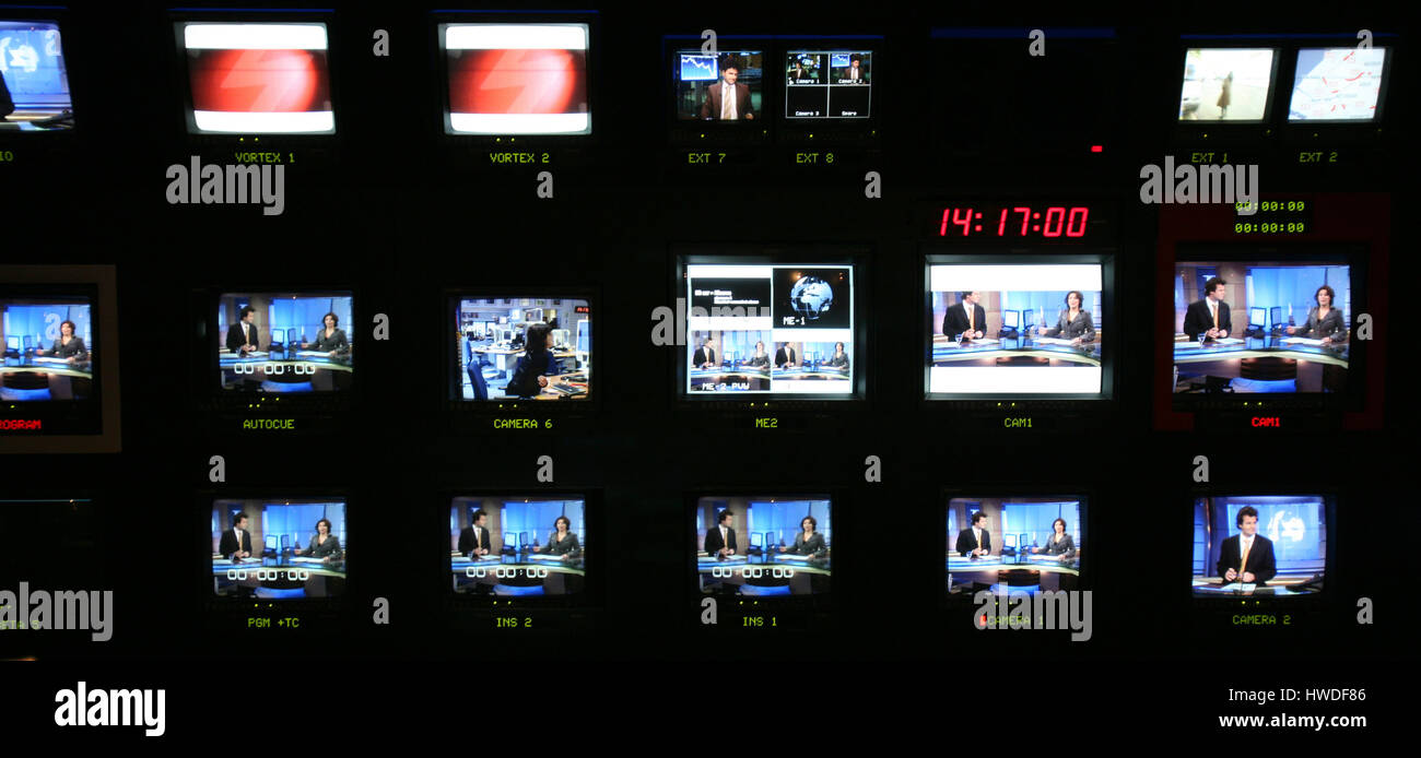 Control Panel der ein TV-Studio bearbeiten Zimmer Stockfoto