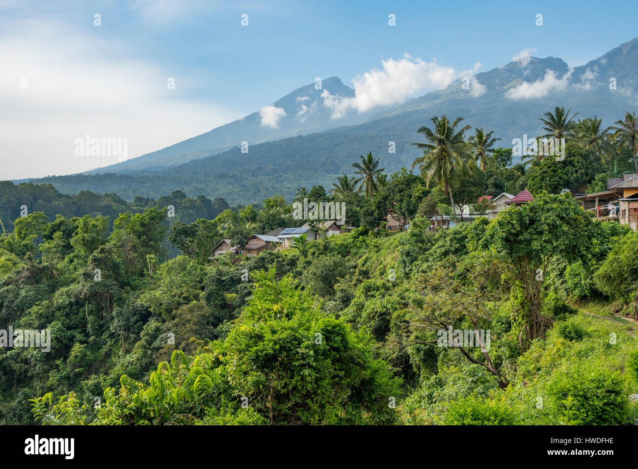 Mt Rinjani von Senaru, Lombok, Indonesien Stockfoto