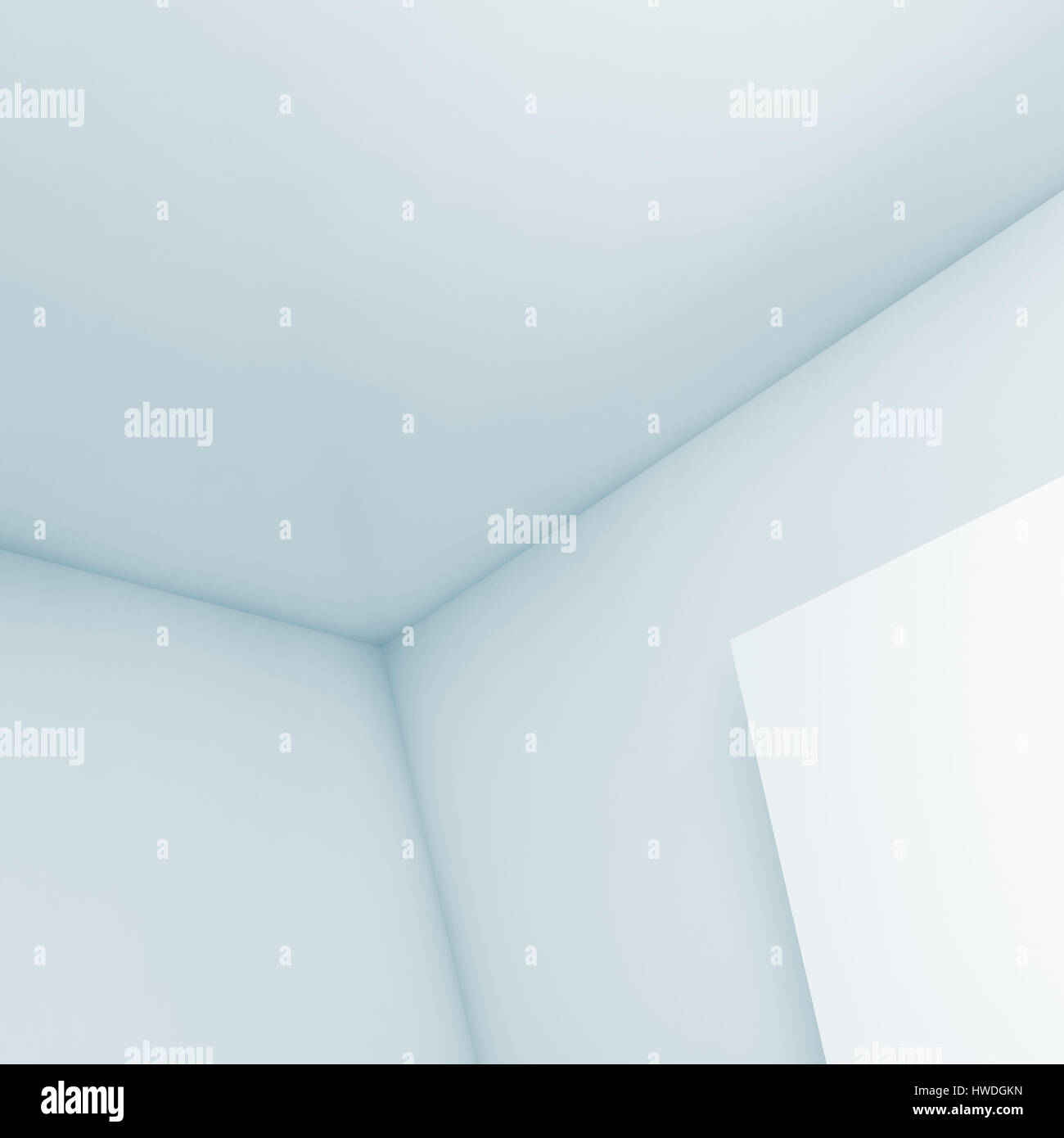 Abstrakte leeren Innenraum, weiße Wände sanfte Beleuchtung, zeitgenössische Architekturdesign. 3D illustration Stockfoto