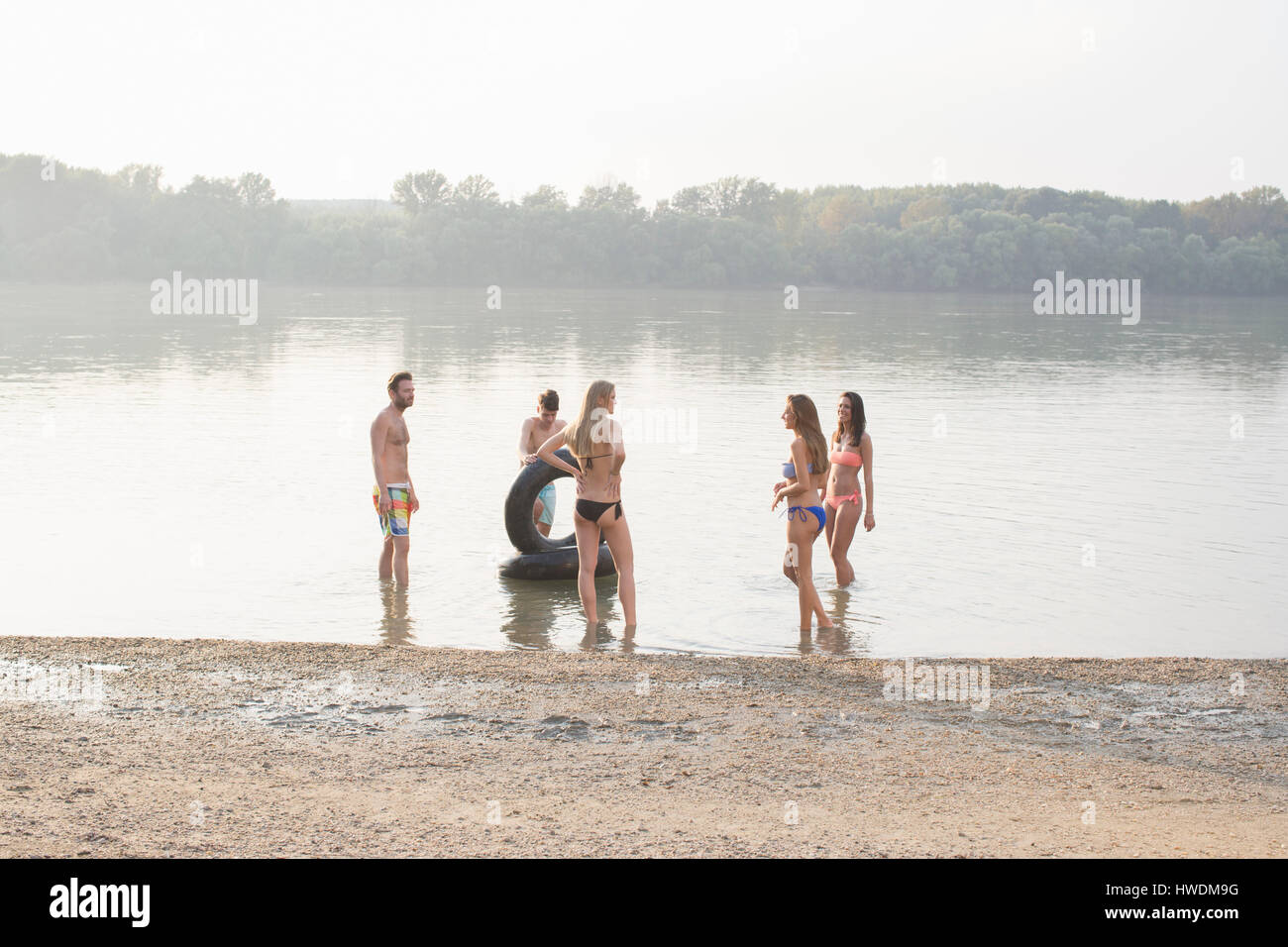 Gruppe von Freunden genießen Beach-party Stockfoto