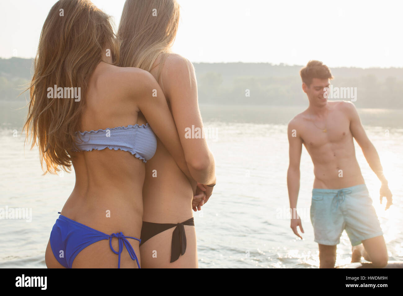 Gruppe von Freunden genießen Beach-party Stockfoto